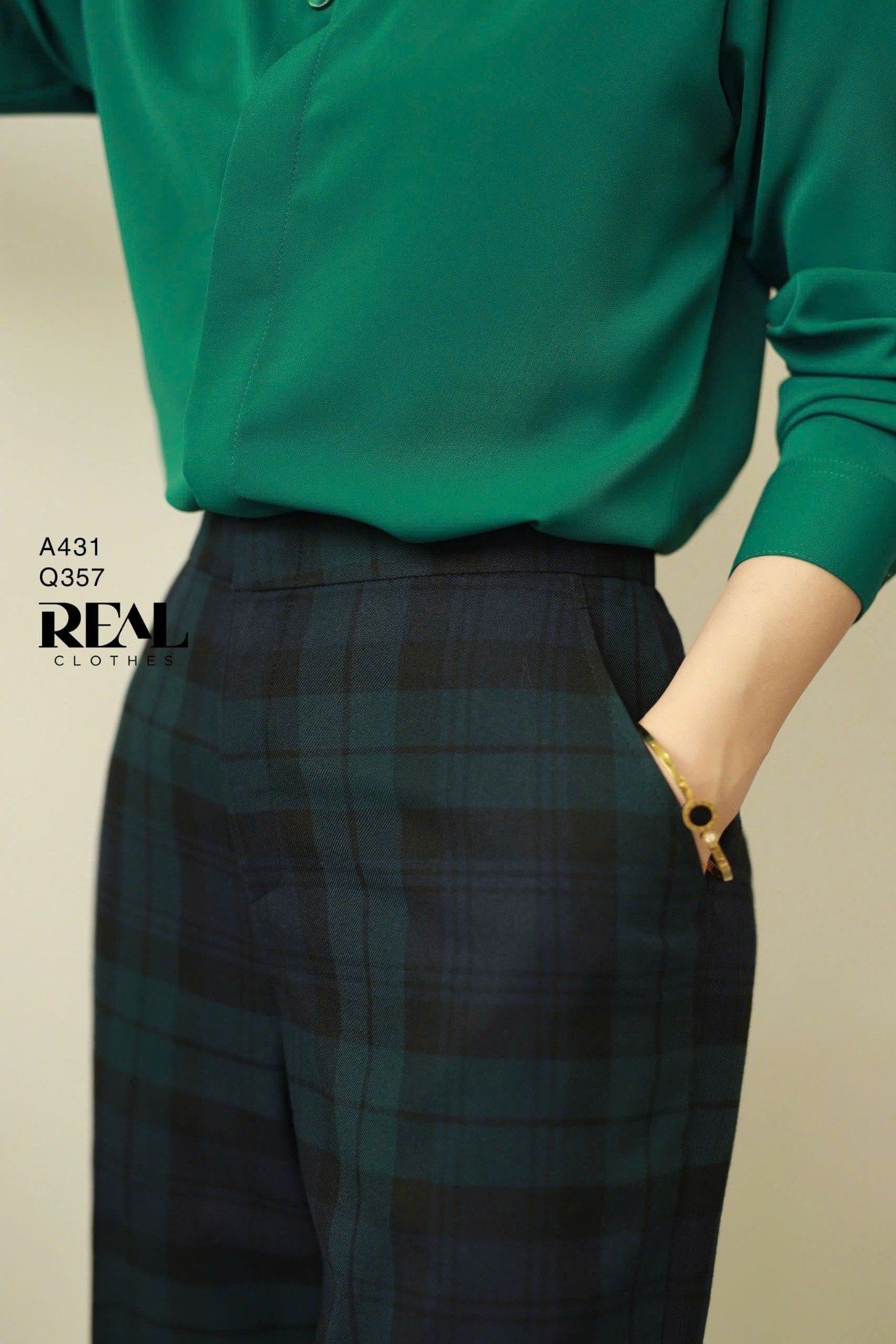 Quần lưng thun caro xanh lá SALE