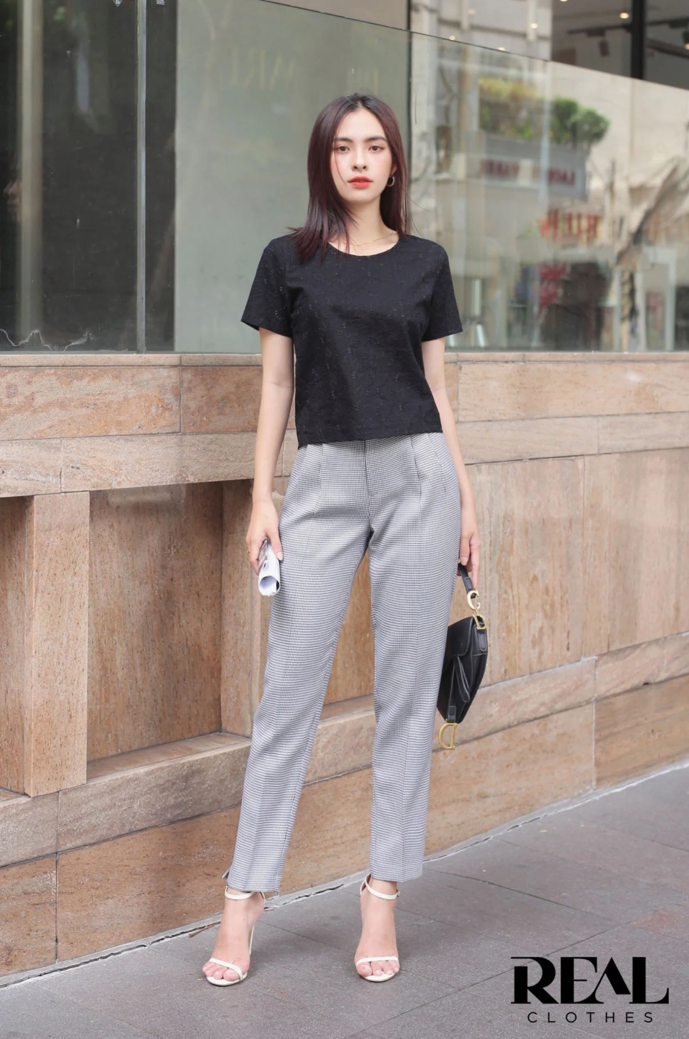 Quần lưng cao zigzag đen SALE