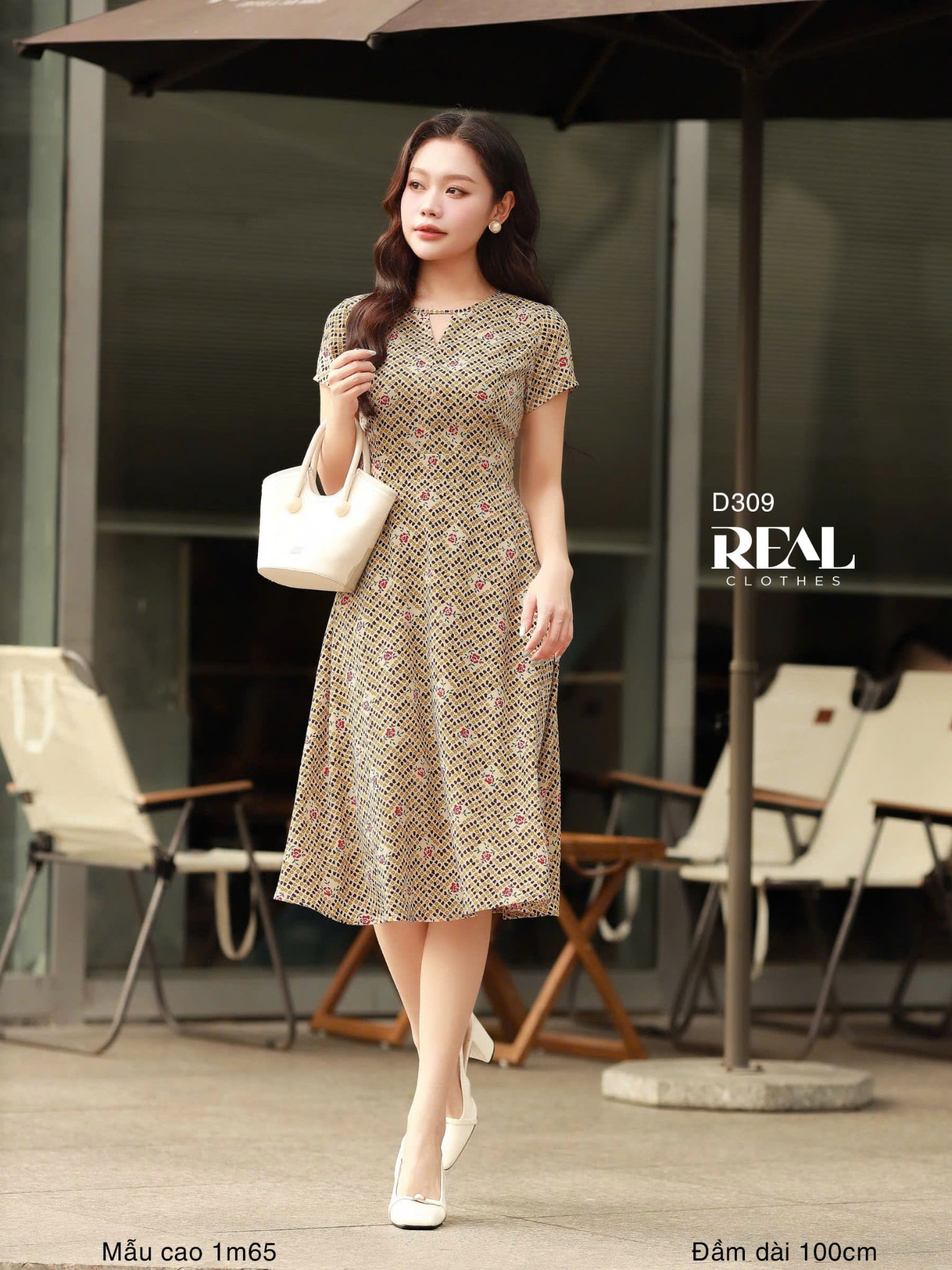 Đầm cổ tròn cách điệu Rose SALE