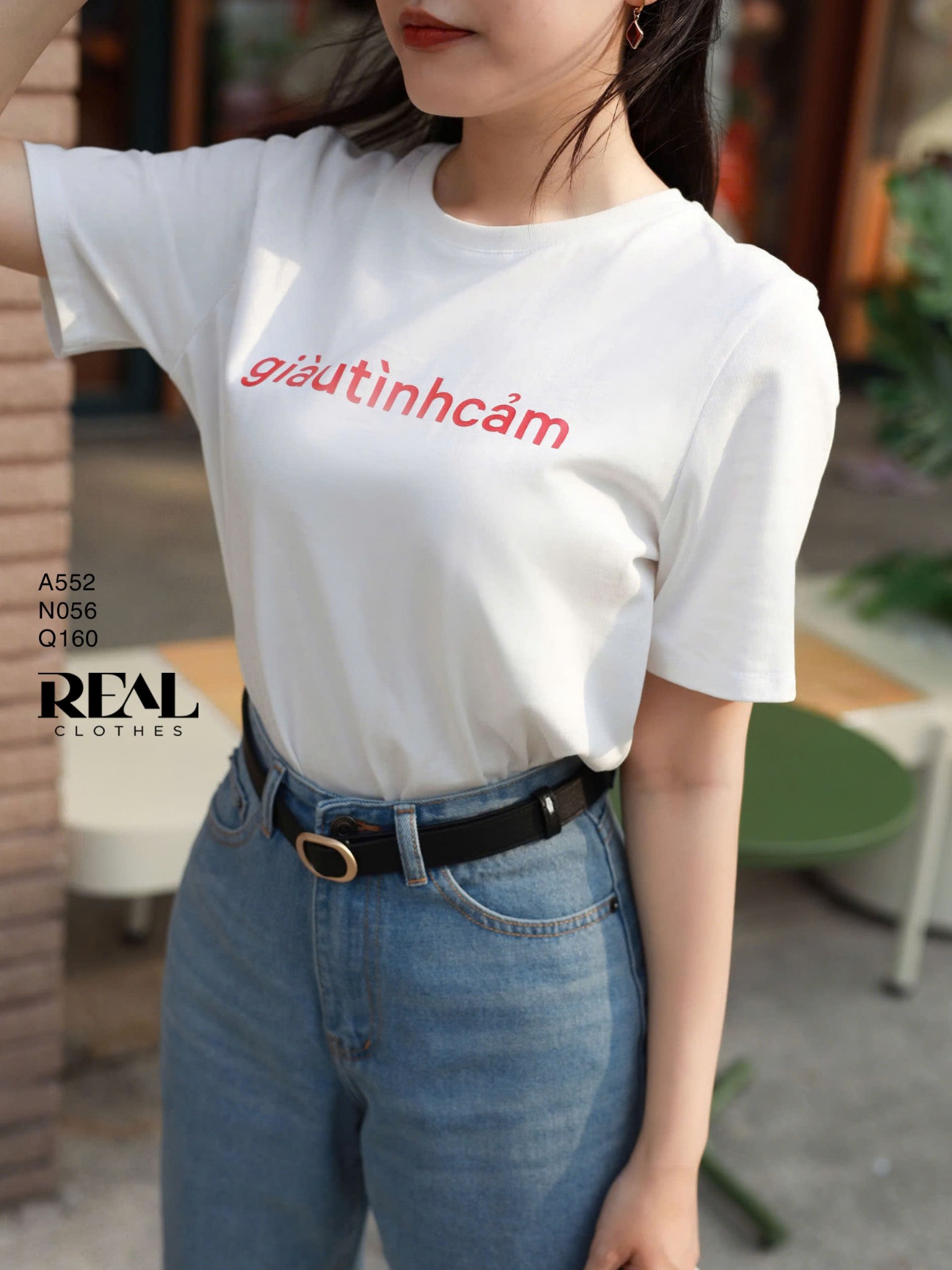 Áo thun cotton GIÀU TÌNH CẢM trắng SALE