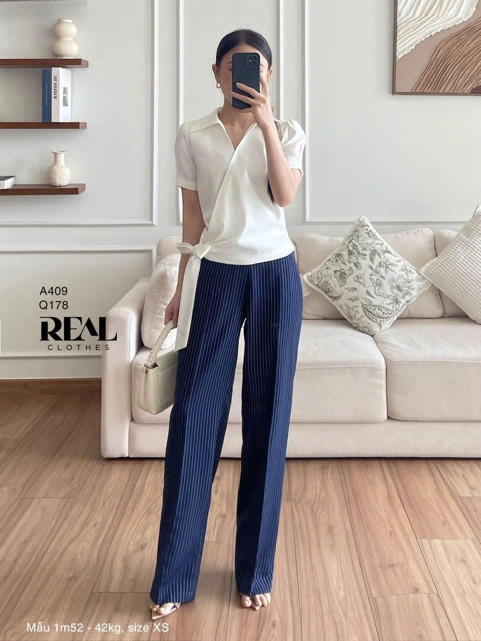 Áo cột eo linen trắng