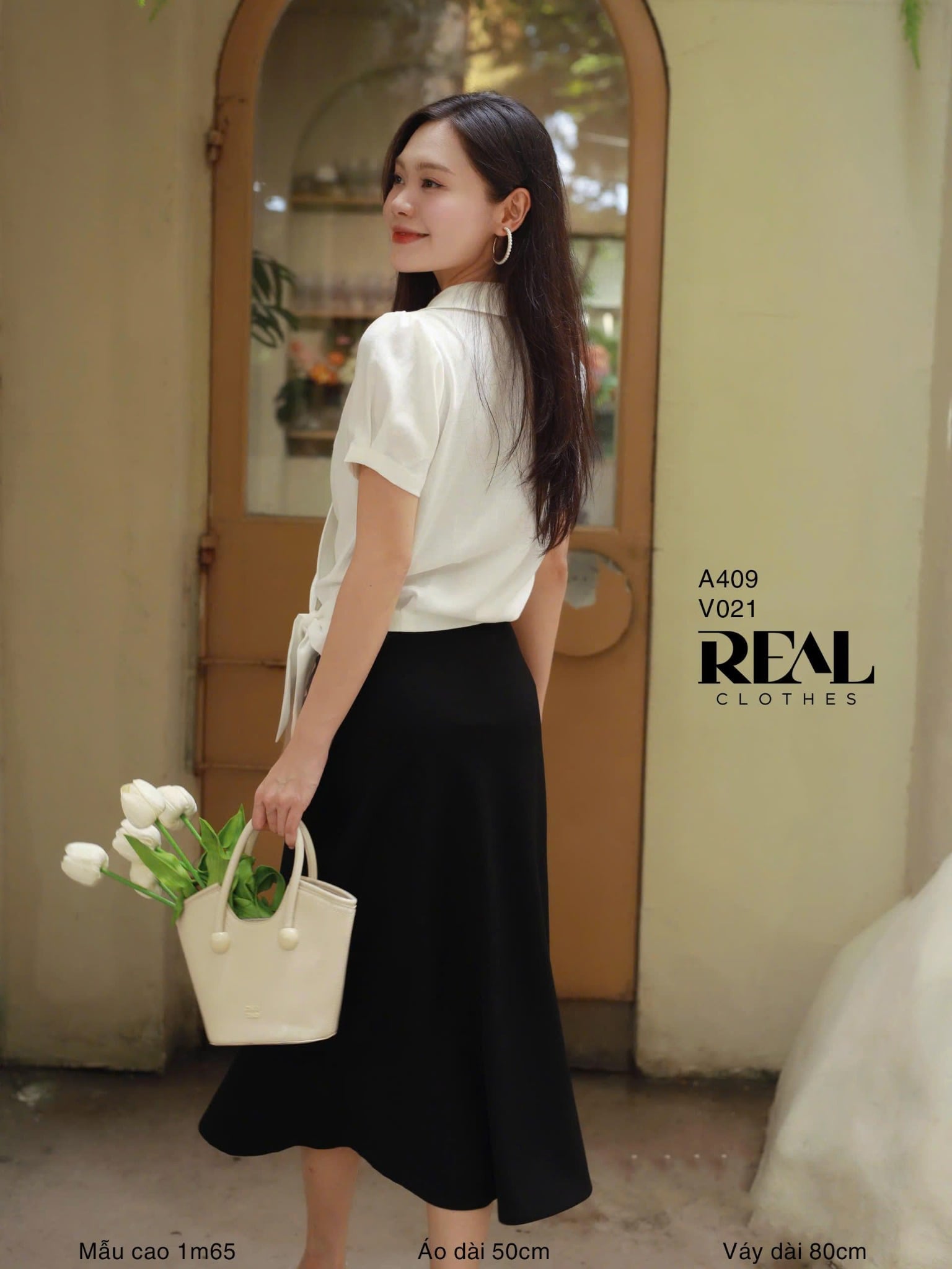 Áo cột eo linen trắng