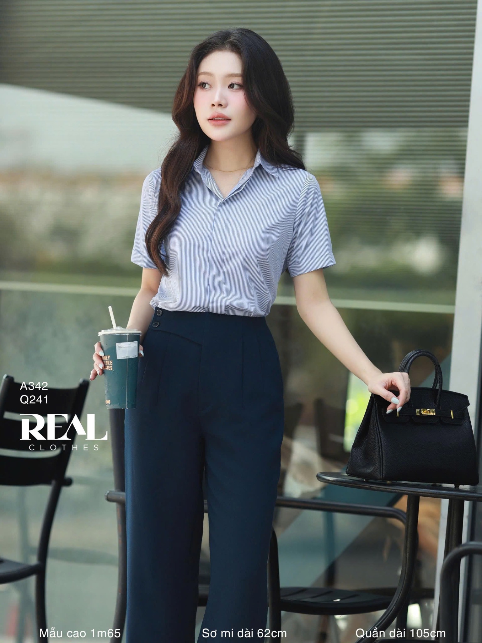 Quần suông Tokyo nút navy