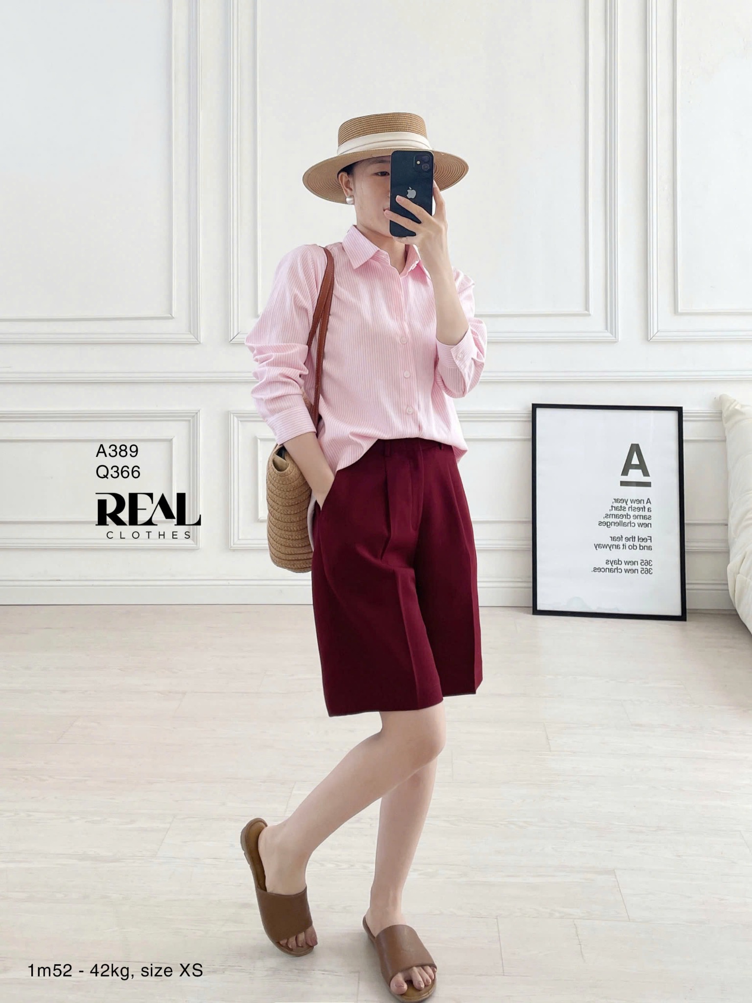 Sơ mi form rộng sọc hồng SALE