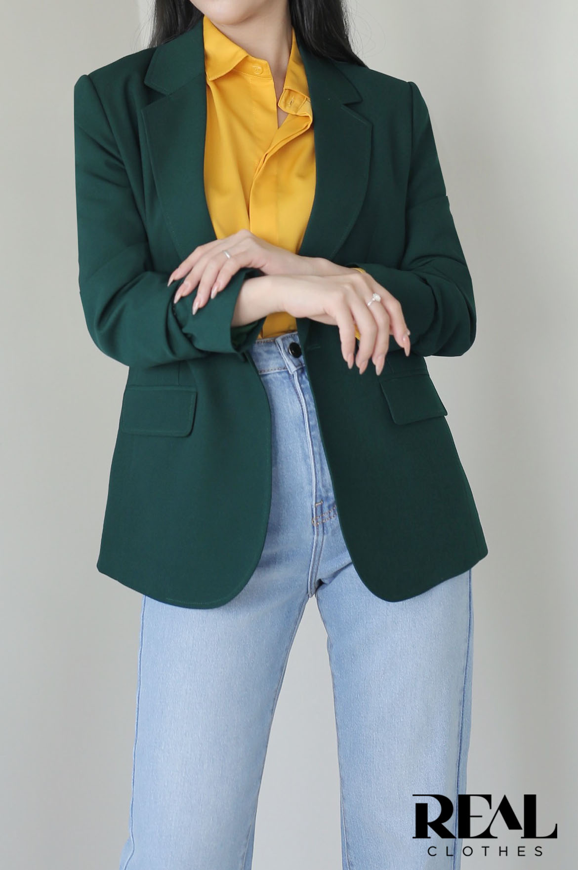 Blazer 2 lớp xanh lá