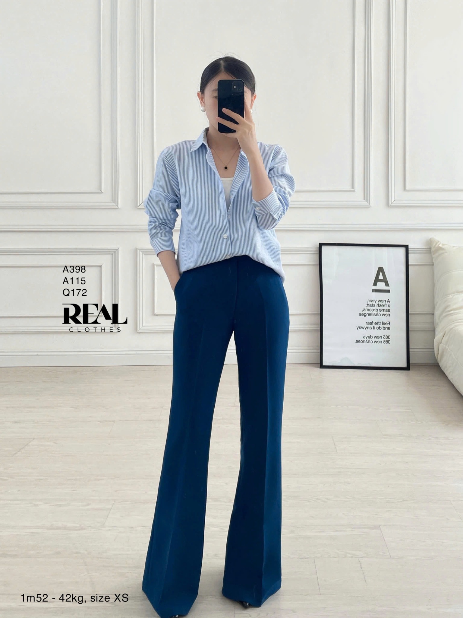 Sơ mi form rộng sọc blue SALE