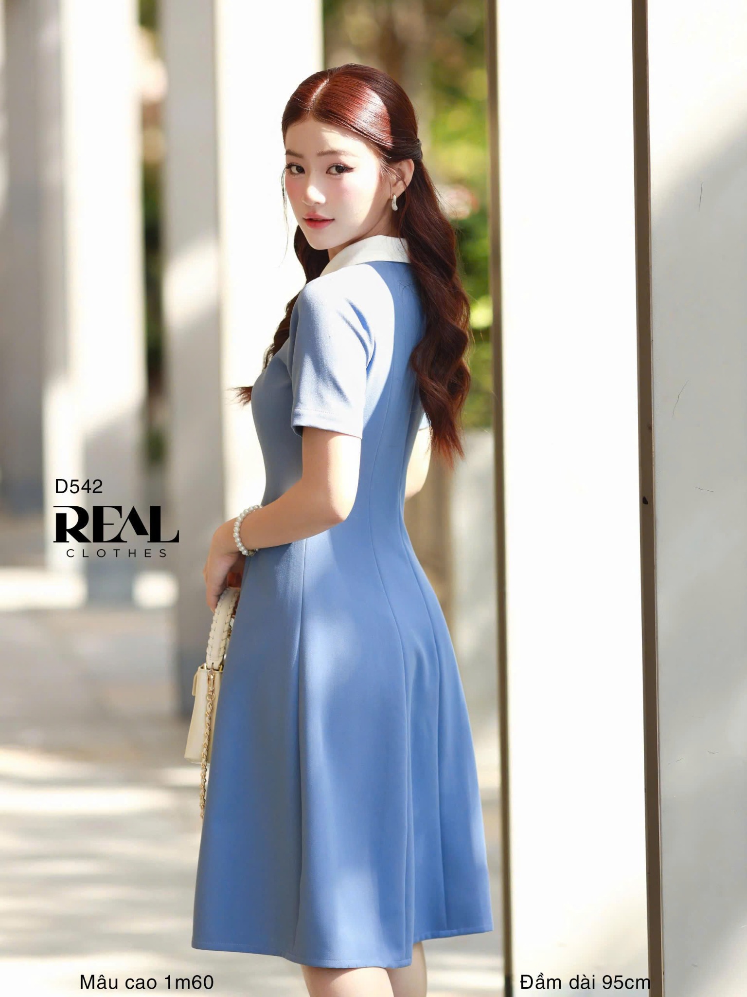 Đầm 8 mảnh zipper xanh đậm