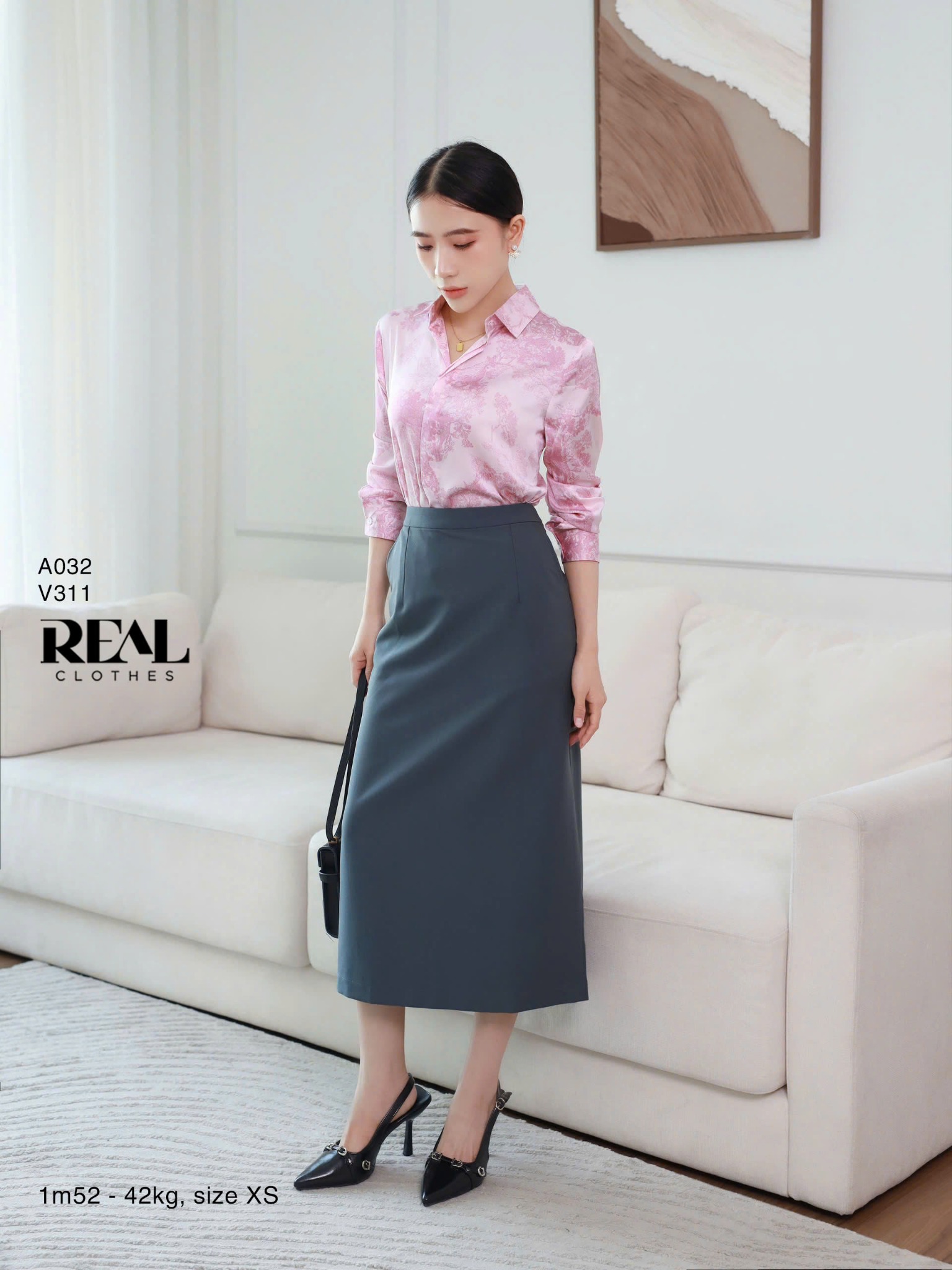 Sơ mi satin thủy mặc hồng SALE - size XL