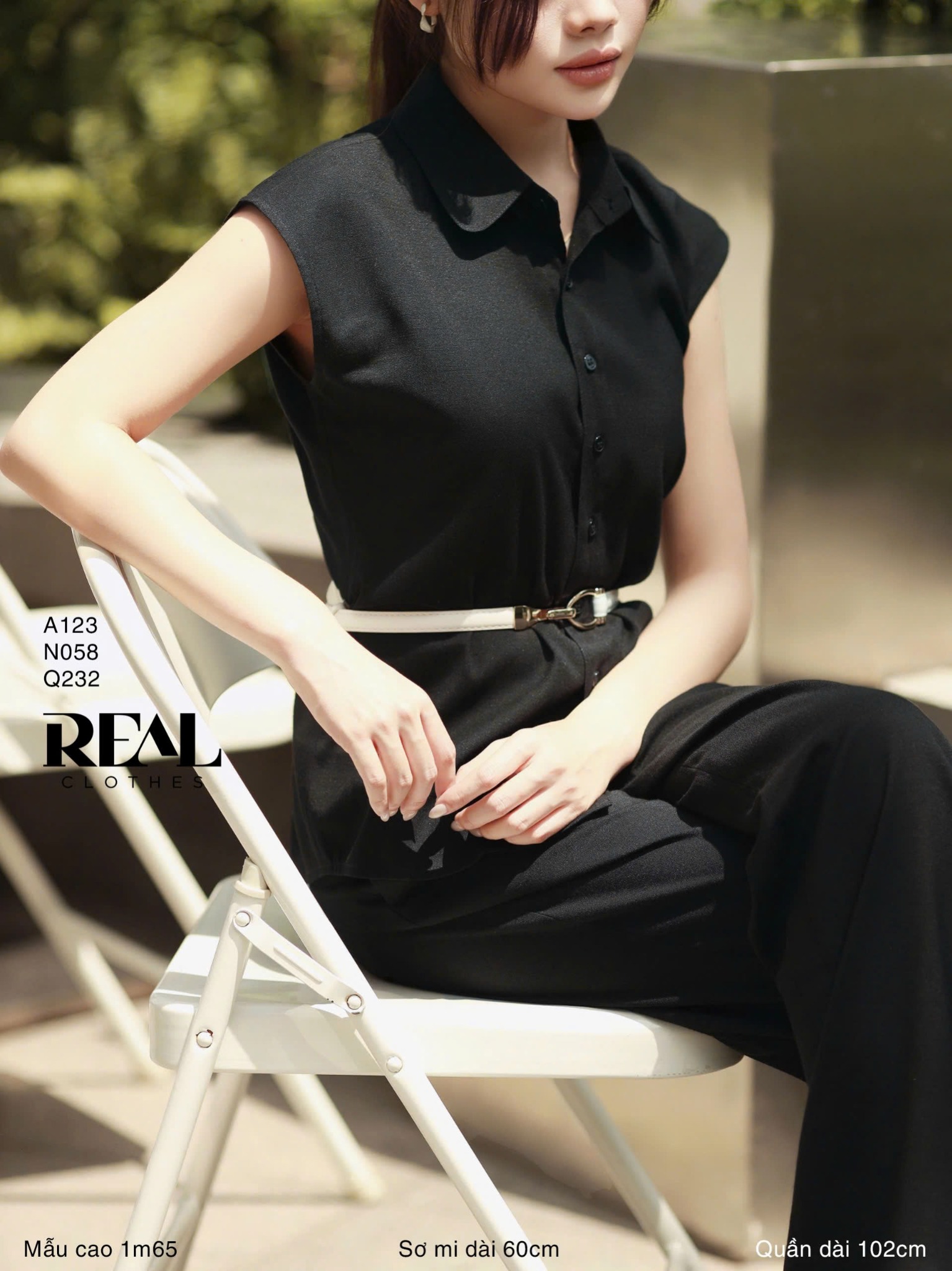 Sơ mi tay liền linen đen