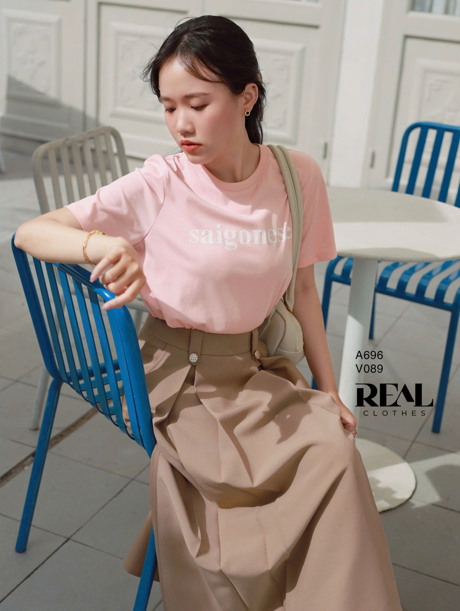 Váy 2 xếp nút cà phê sữa SALE