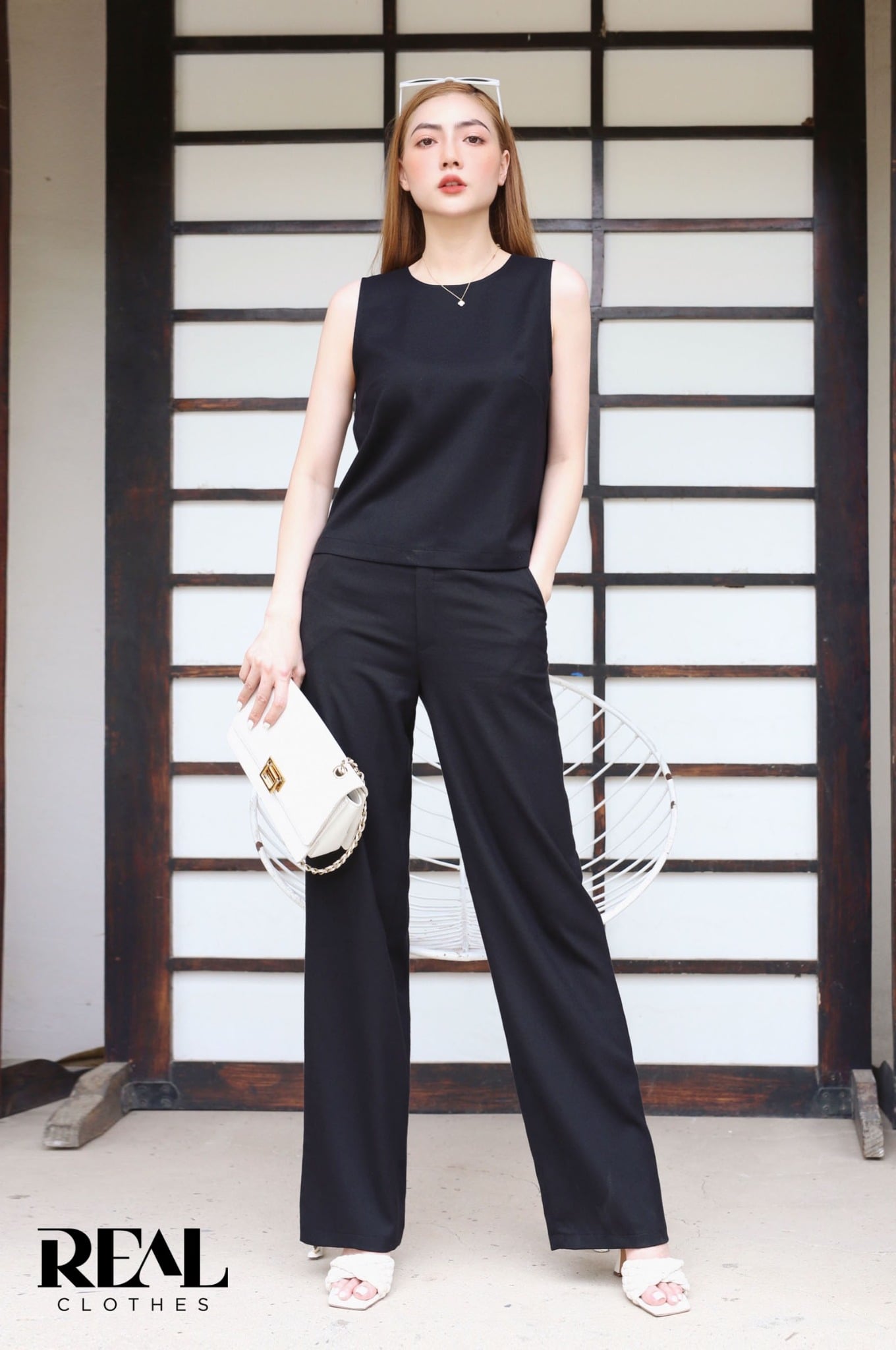 Quần suông linen đen