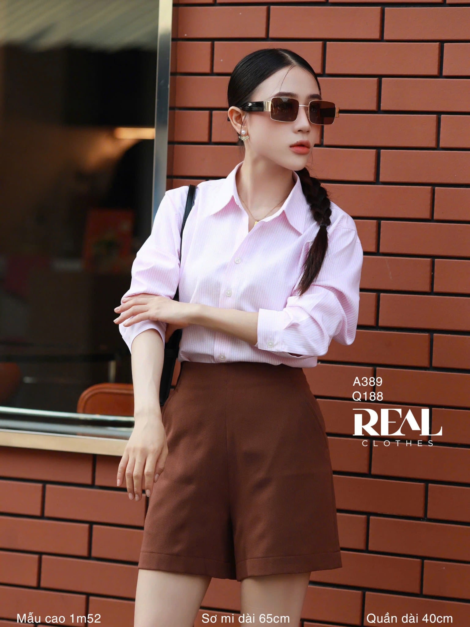 Sơ mi form rộng sọc hồng SALE