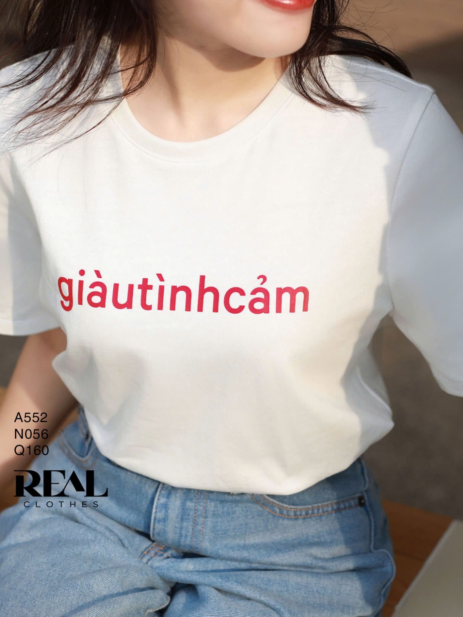 Áo thun cotton GIÀU TÌNH CẢM trắng SALE