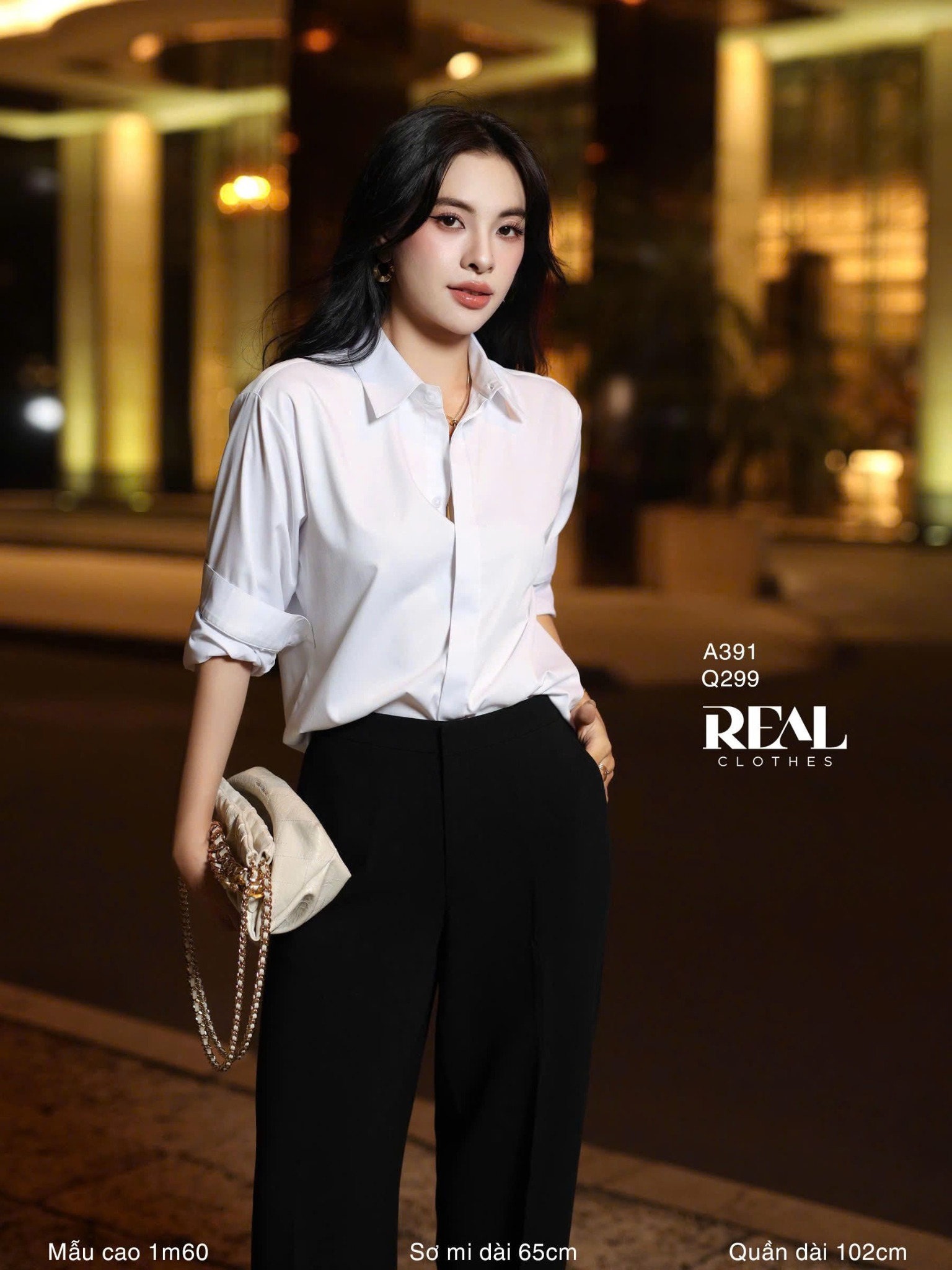 Quần lưng thun suông đen