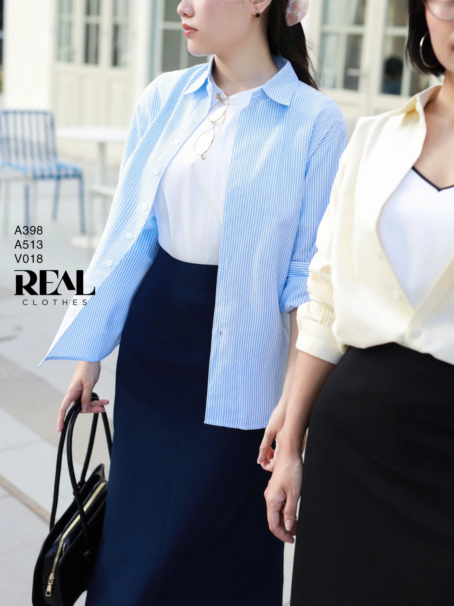 Sơ mi form rộng sọc blue SALE