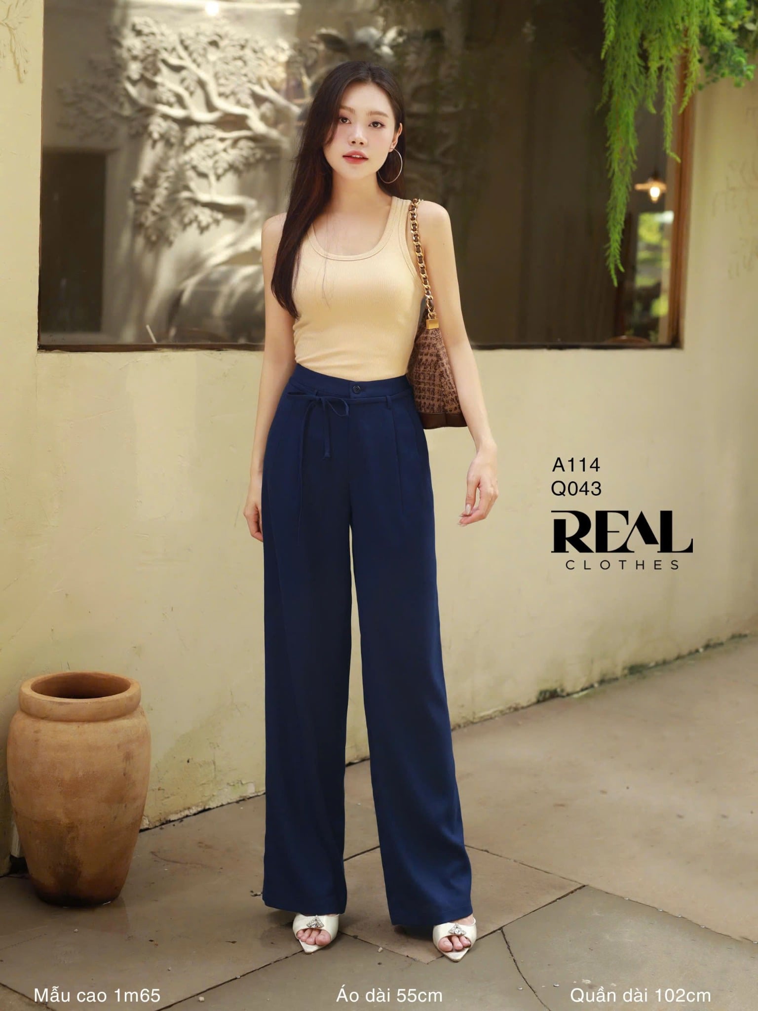 Quần suông HQ linen navy