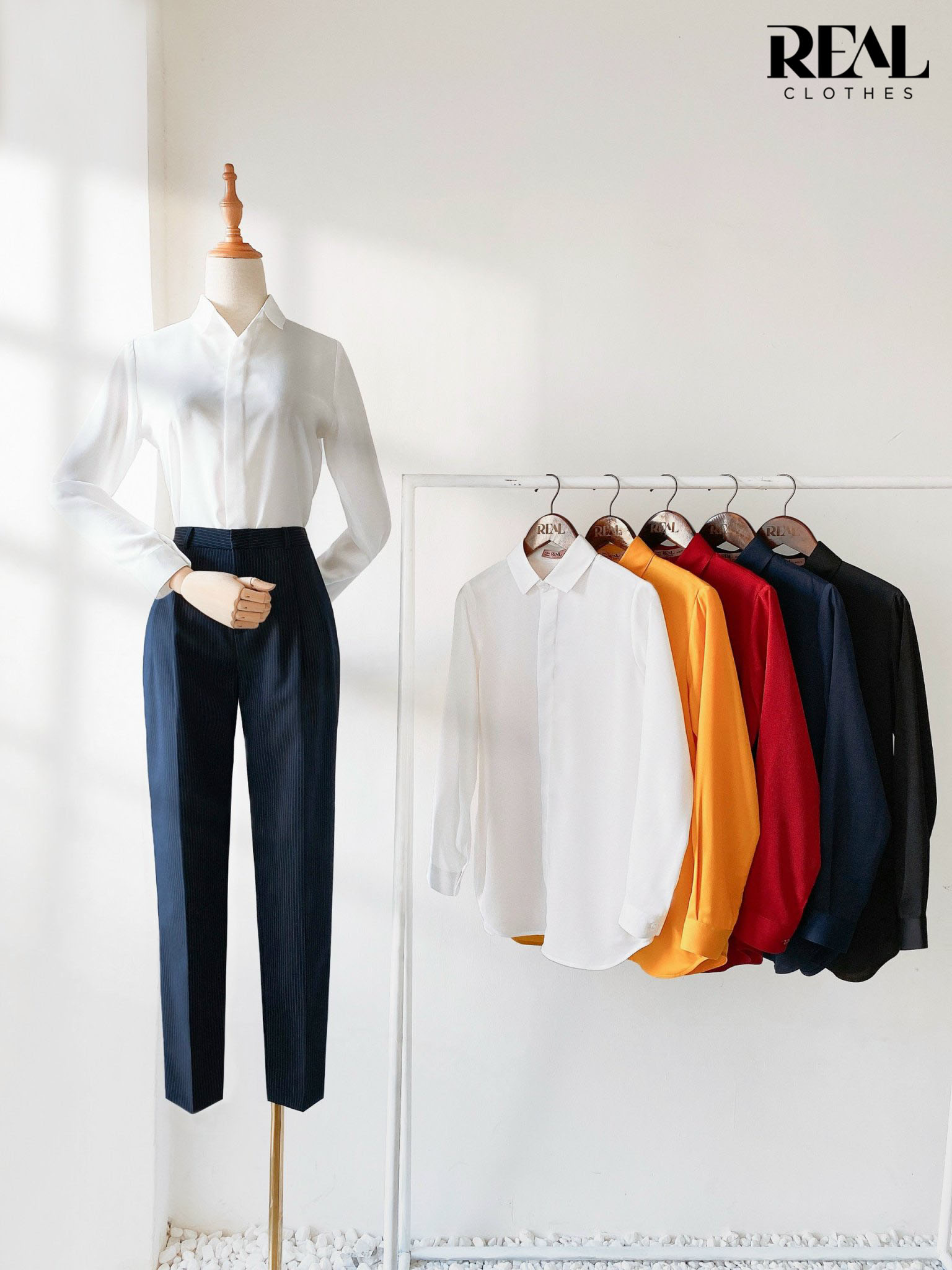 Sơ mi cổ mềm xanh đen