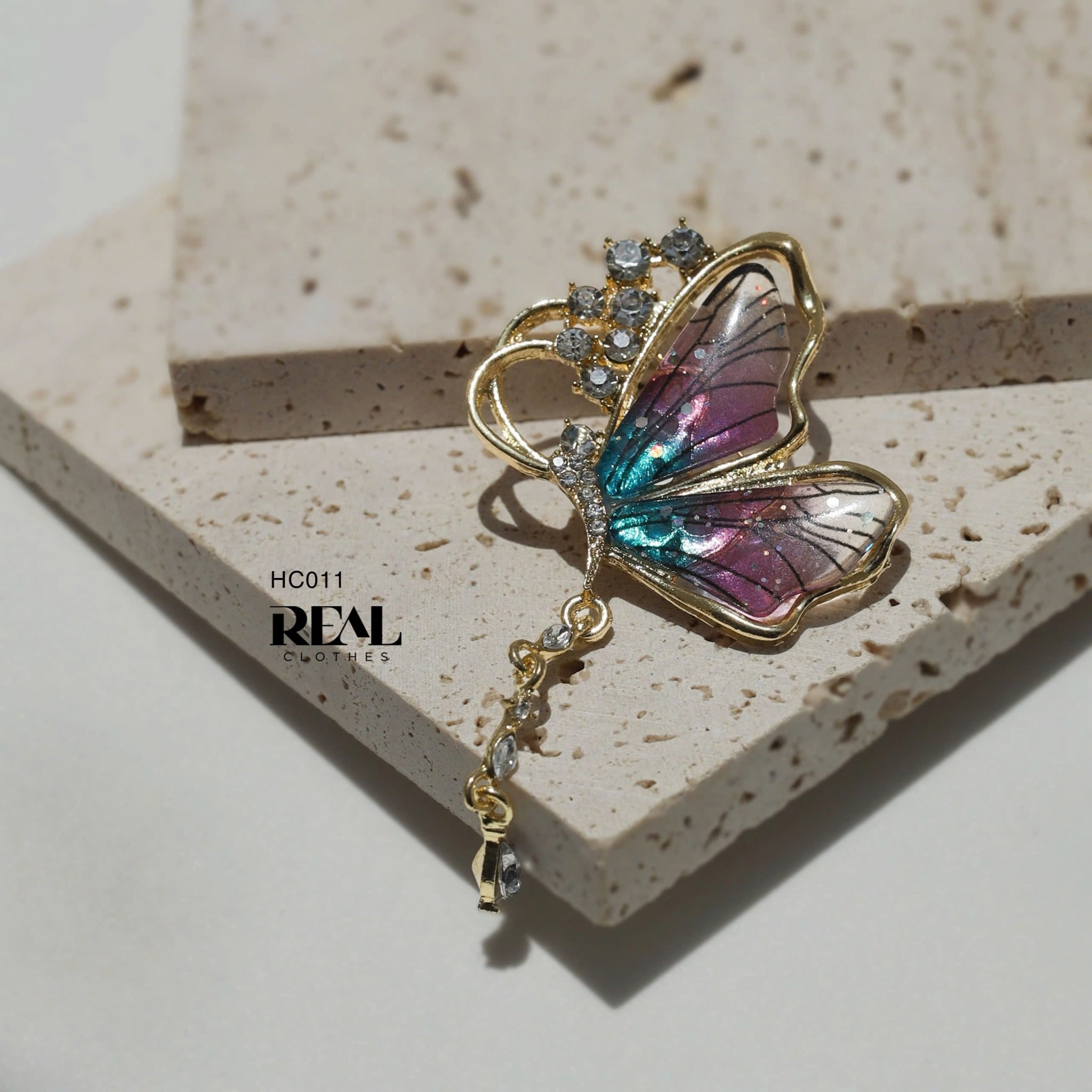 Cài áo bướm kim tuyến tím