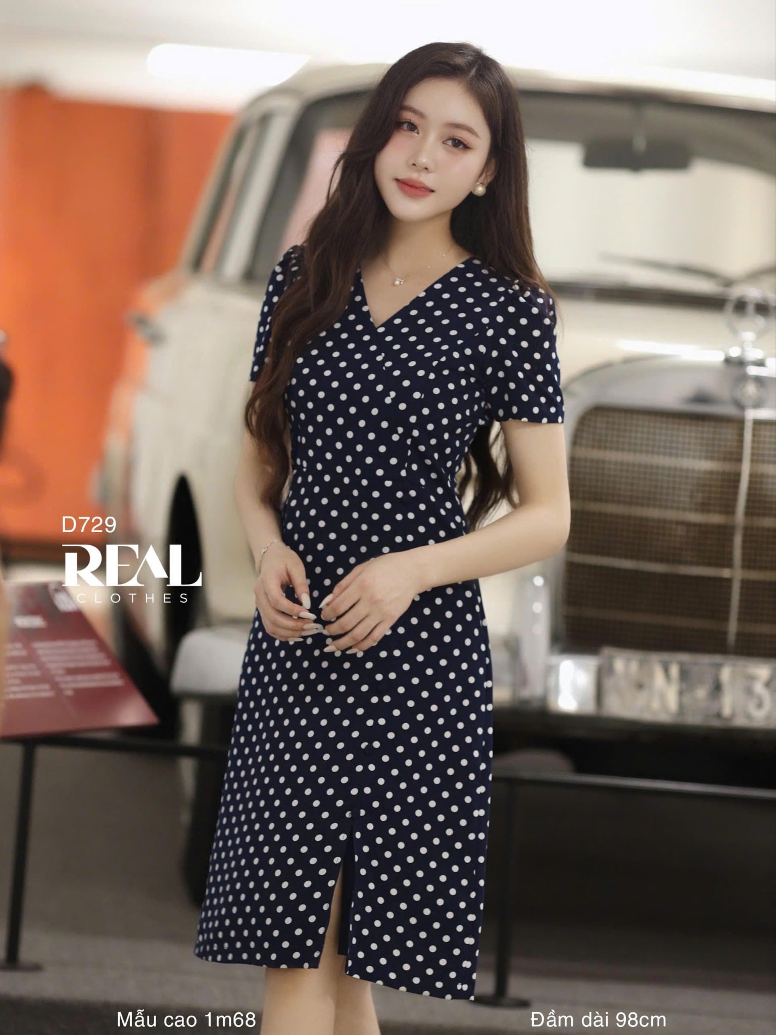  Đầm chéo chấm bi xanh MỚI SALE 