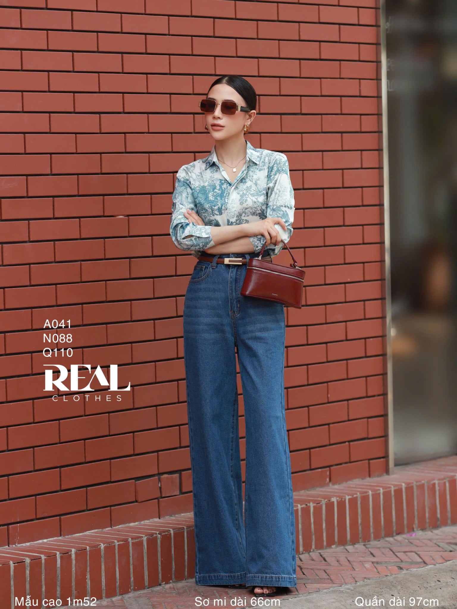  Quần Jeans suông xanh 