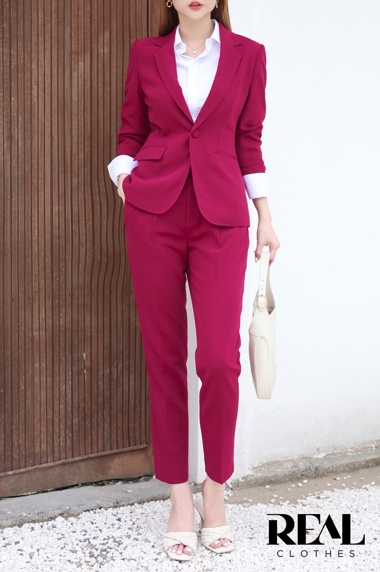 Blazer 2 lớp hồng cẩm