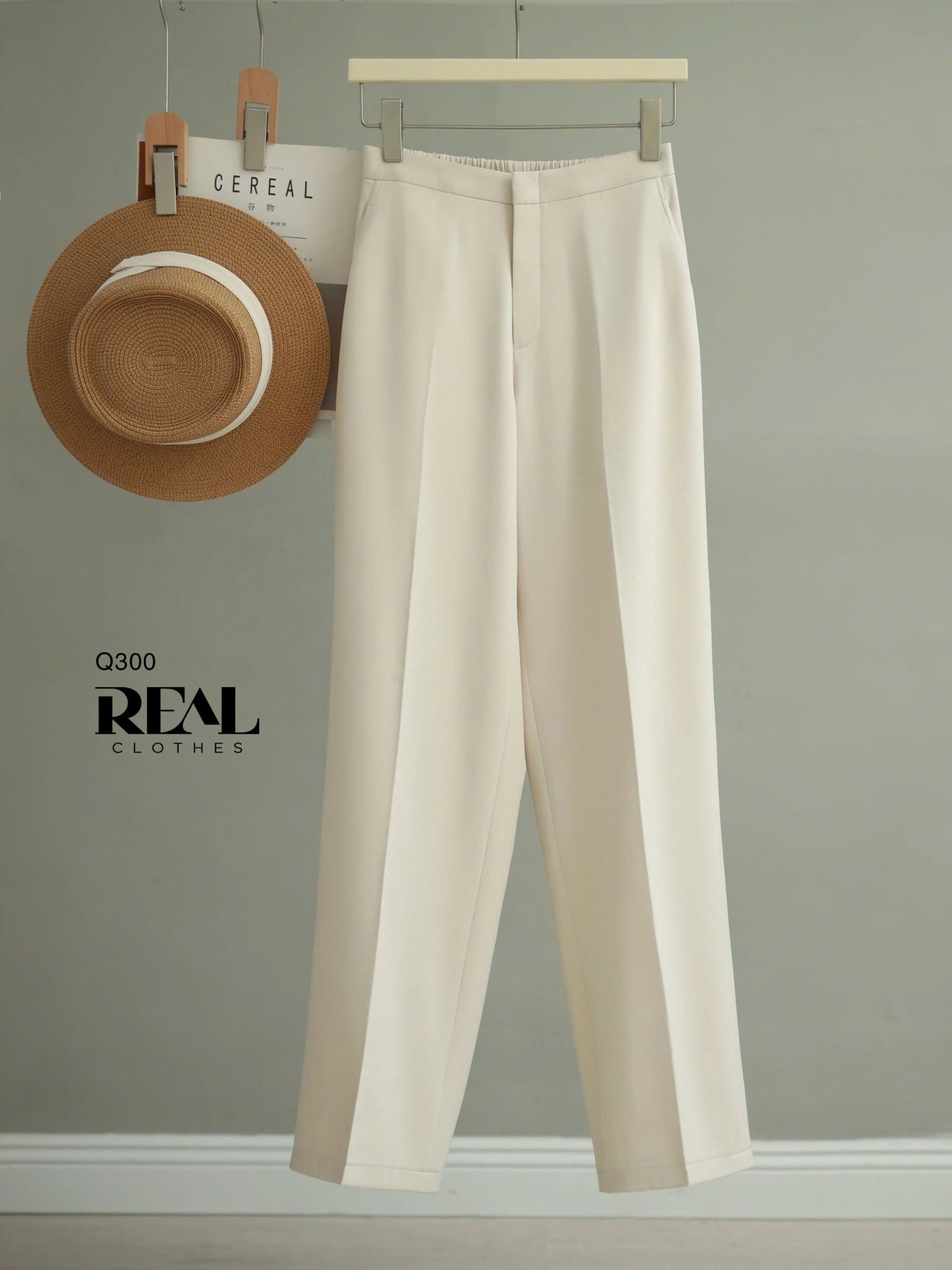 Quần lưng thun suông kem SALE