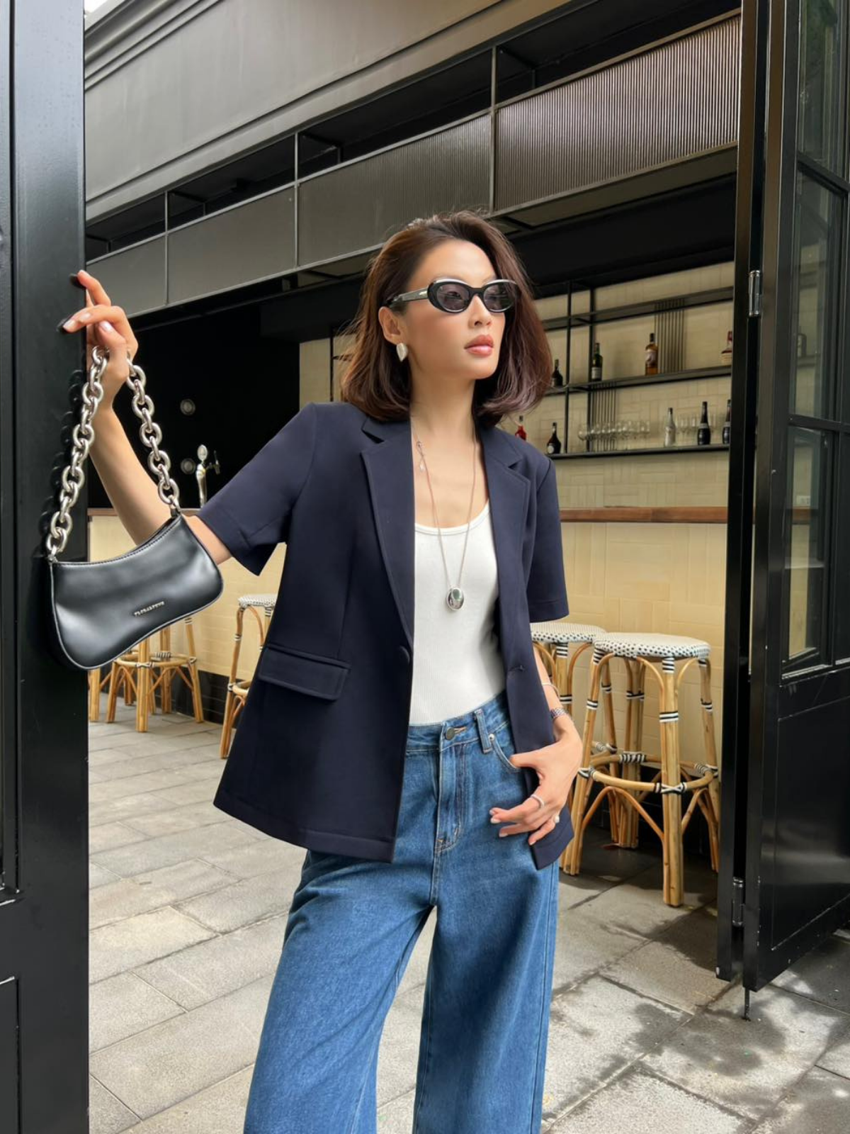 Blazer Japan cindy xanh đen 65