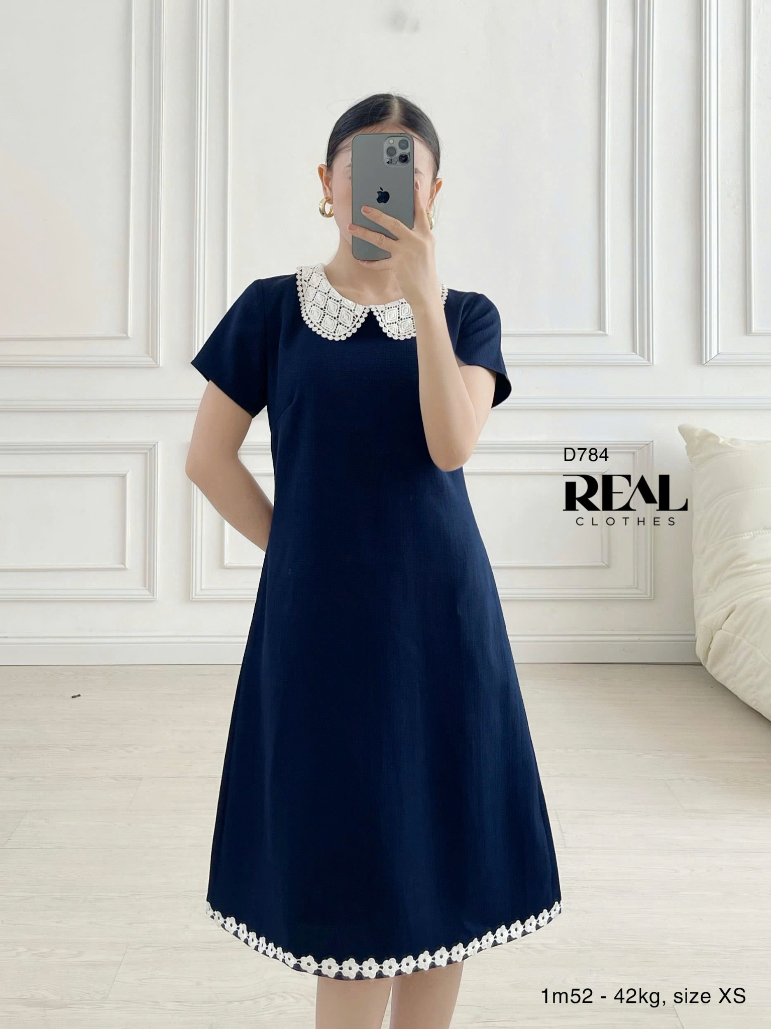 Đầm suông Paris navy