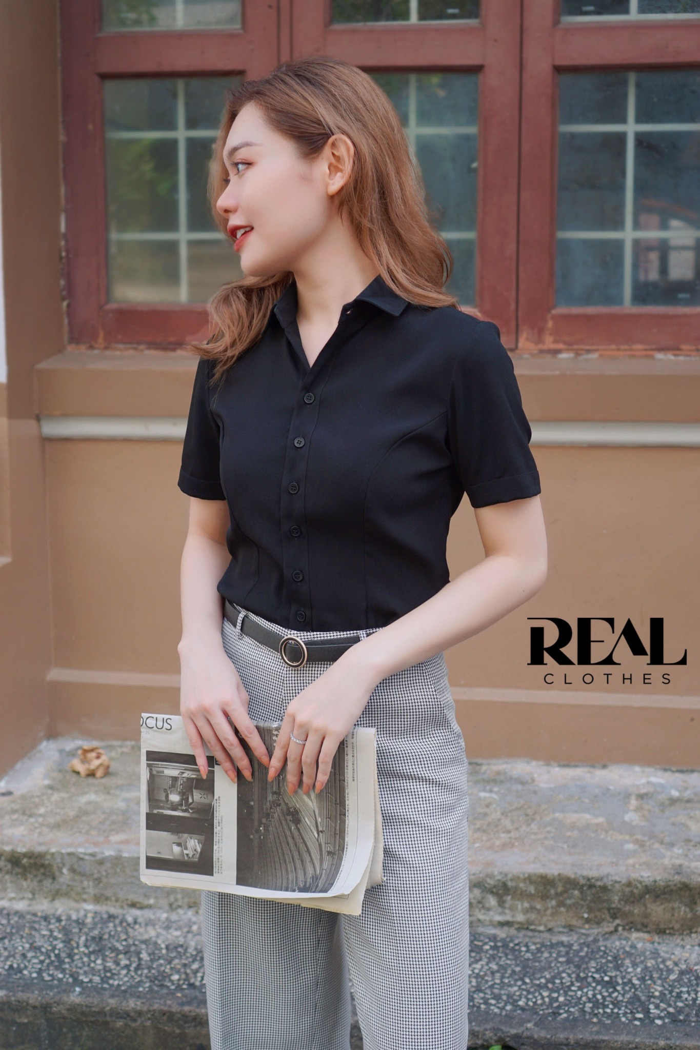 Quần suông Paris zigzag đen