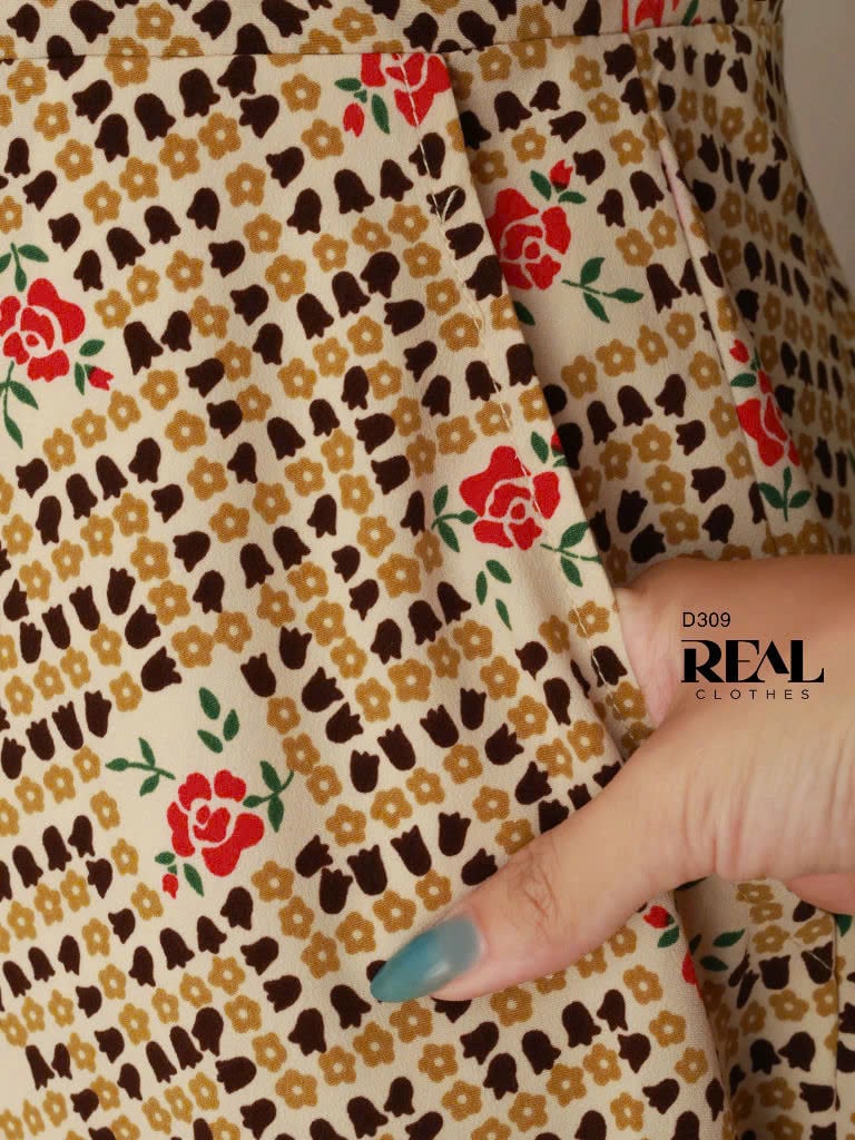 Đầm cổ tròn cách điệu Rose SALE