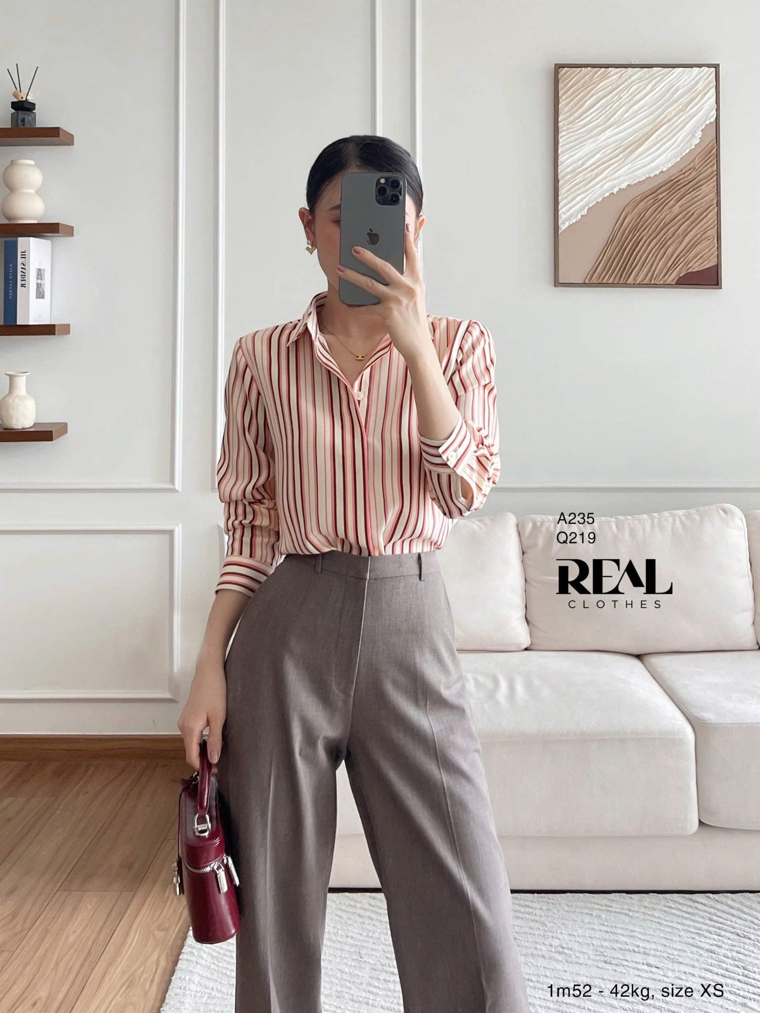 Quần suông Paris xám nâu