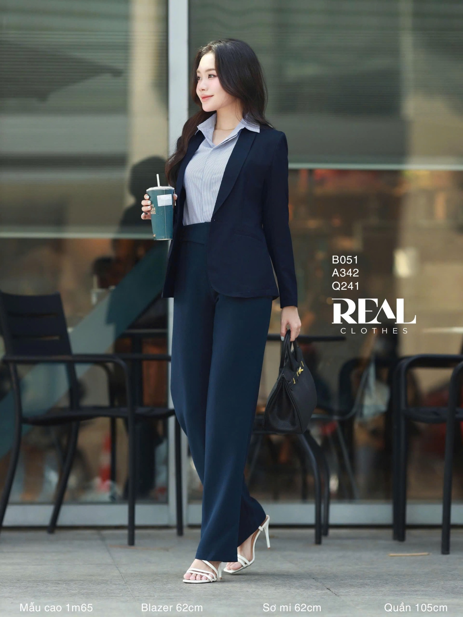 Quần suông Tokyo nút navy