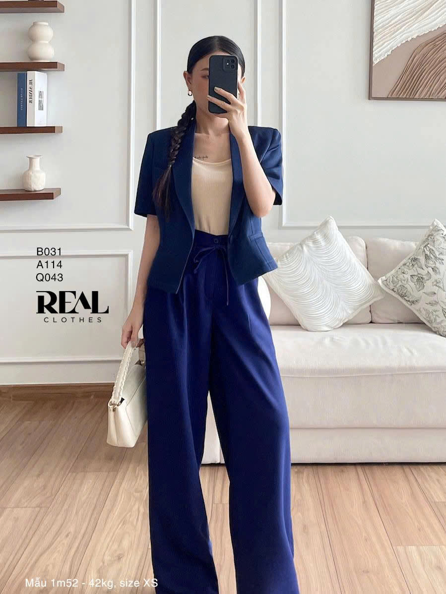 Quần suông HQ linen navy