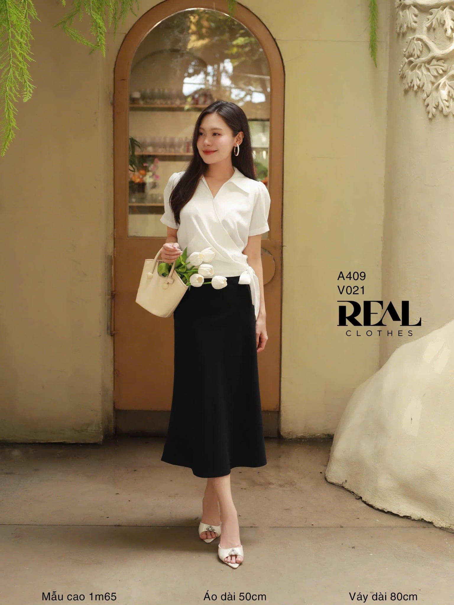 Áo cột eo linen trắng