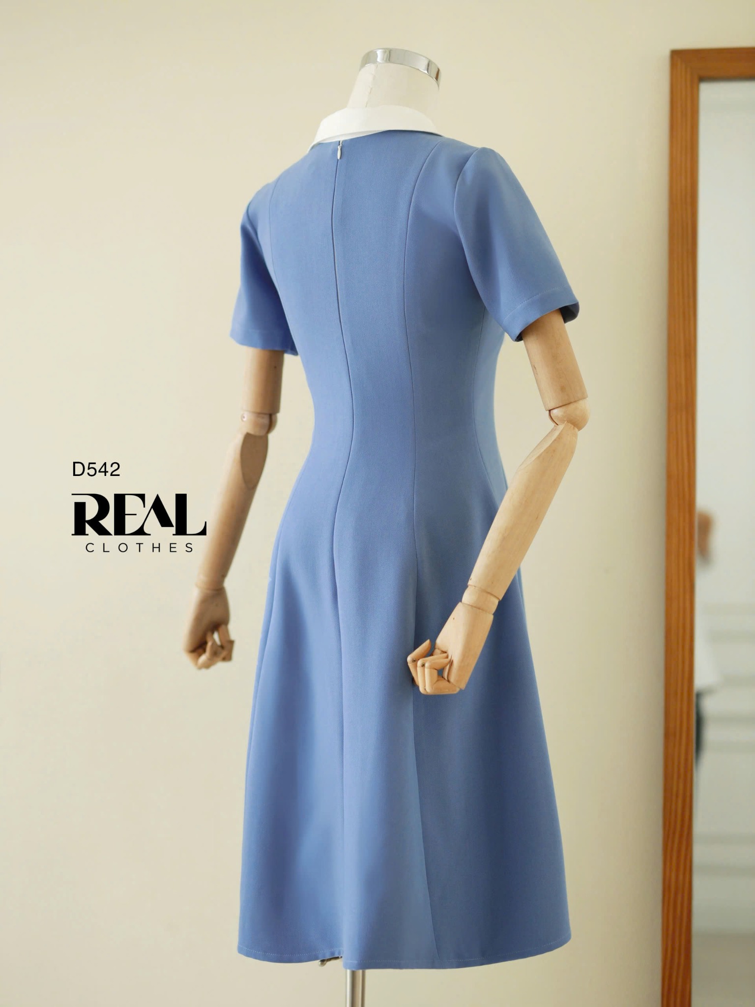 Đầm 8 mảnh zipper xanh đậm