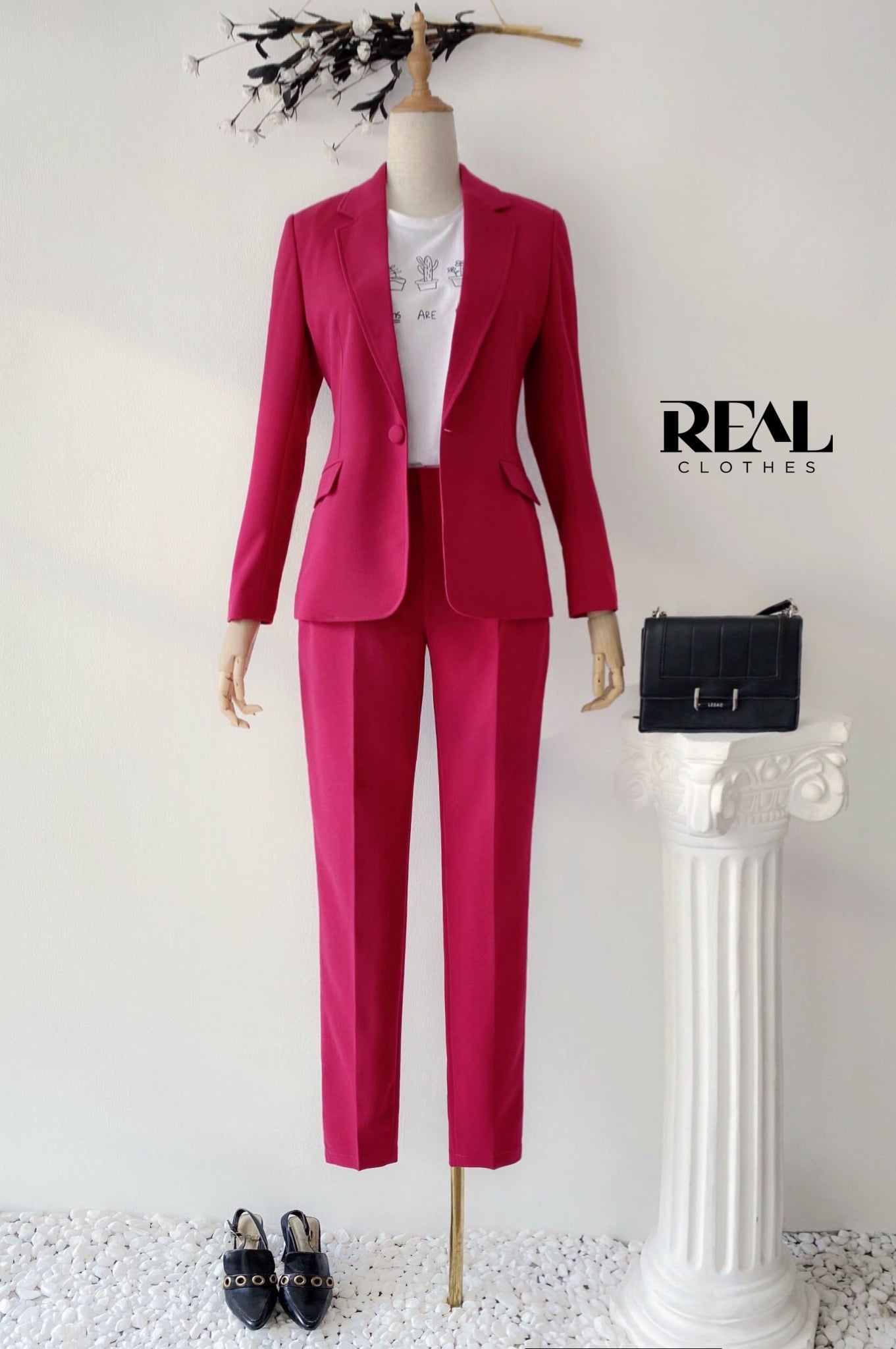 Blazer 2 lớp hồng cẩm