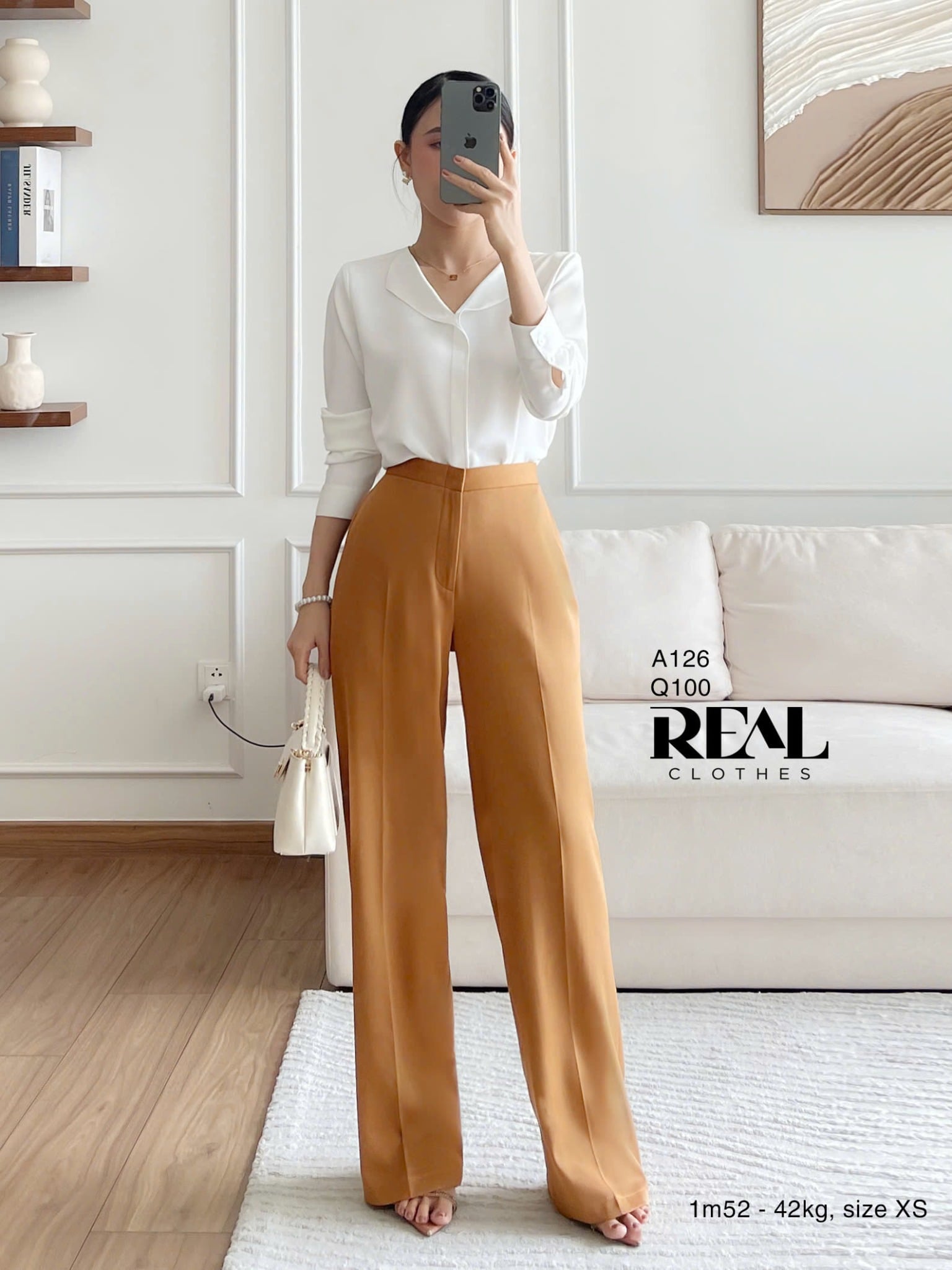 Quần lưng thun suông da bò