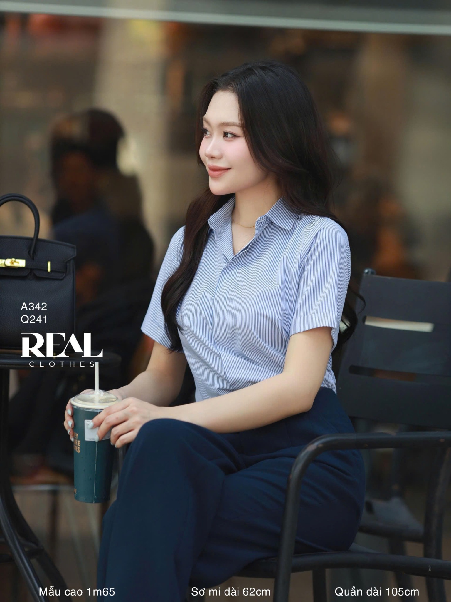 Quần suông Tokyo nút navy