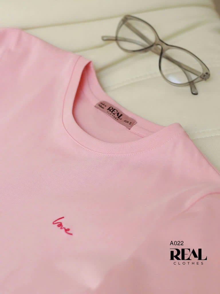 Áo thun cotton LOVE hồng SALE - size XL