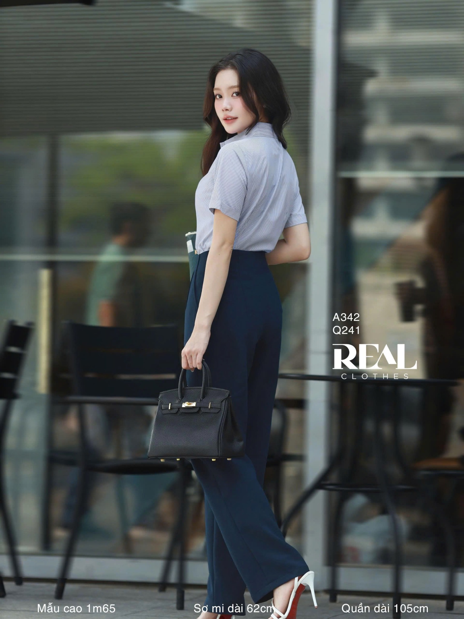 Quần suông Tokyo nút navy