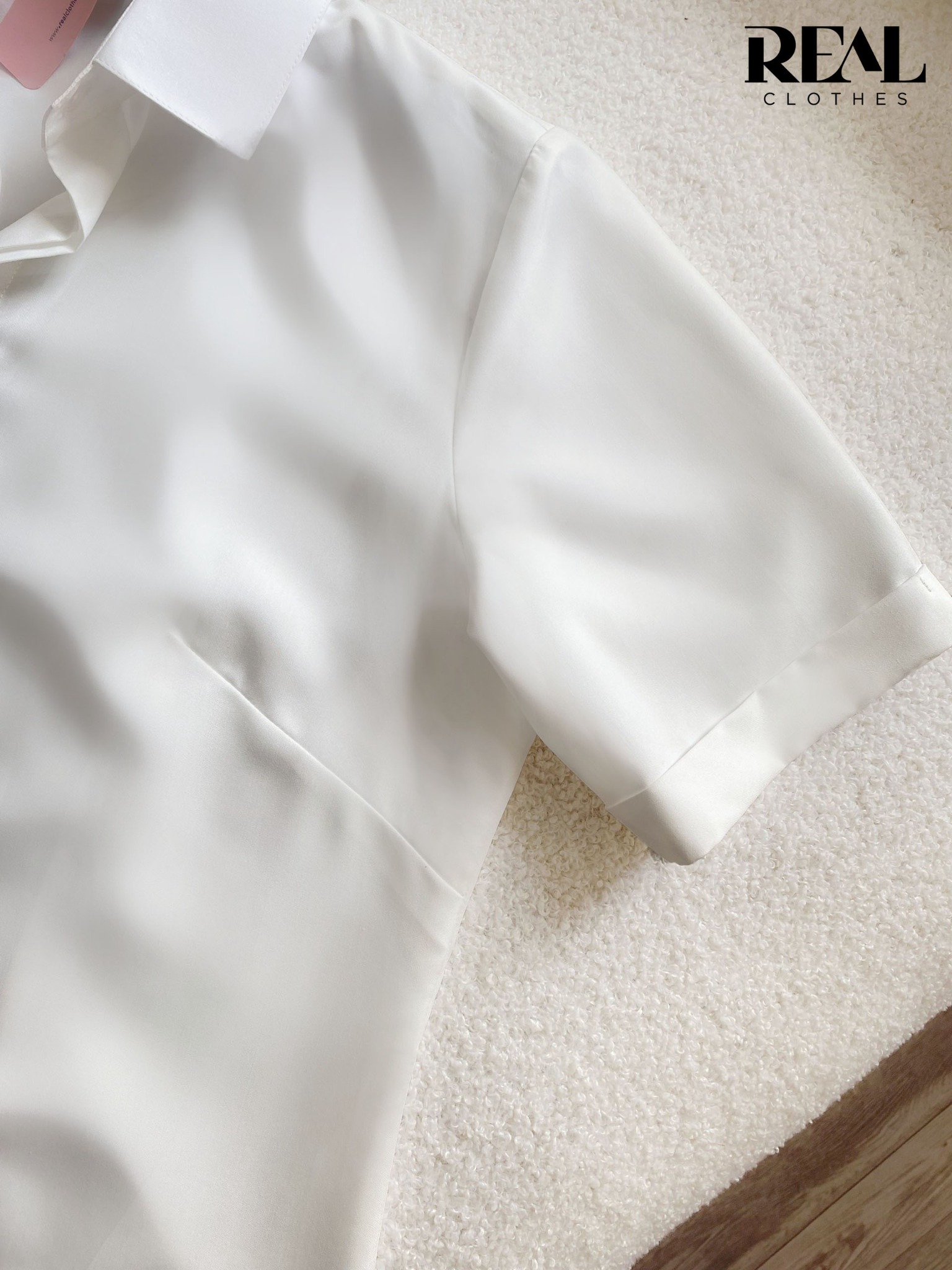 Sơ mi lụa sồi trắng tay đủ