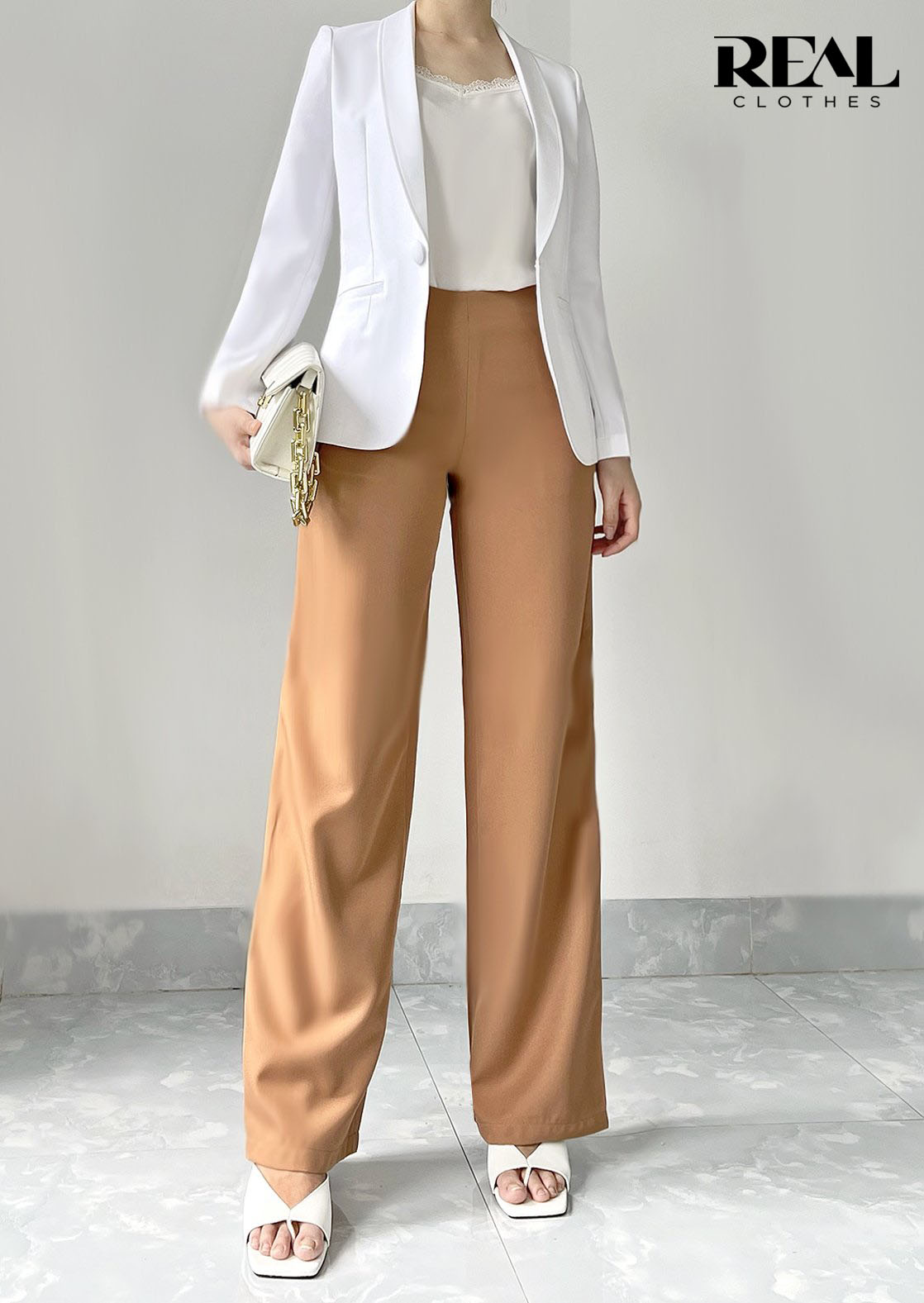 Blazer dài tay dài trắng