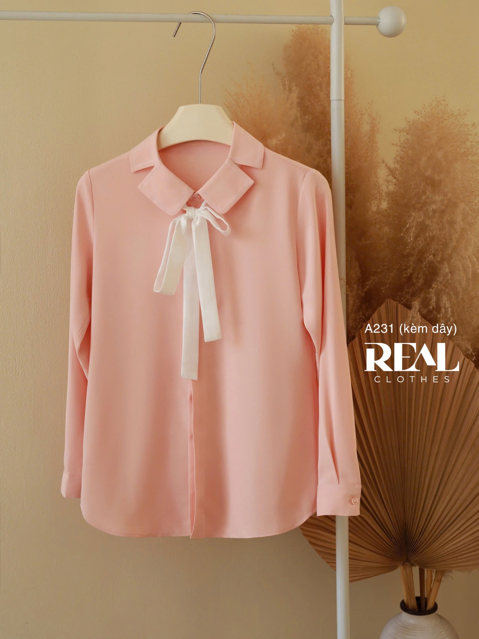 Sơ mi Hàn Quốc cam nhạt