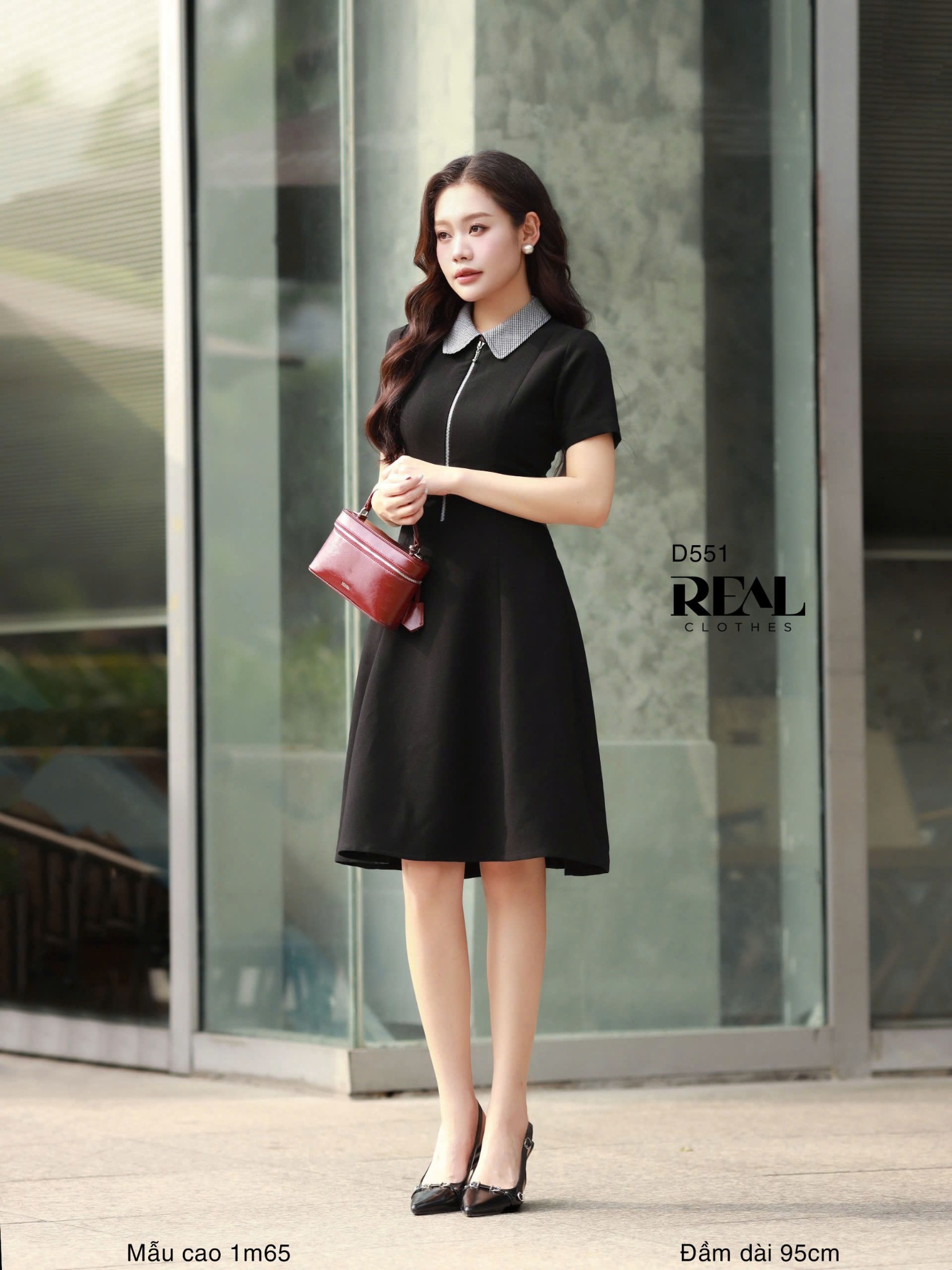 Đầm 8 mảnh zipper đen - size S