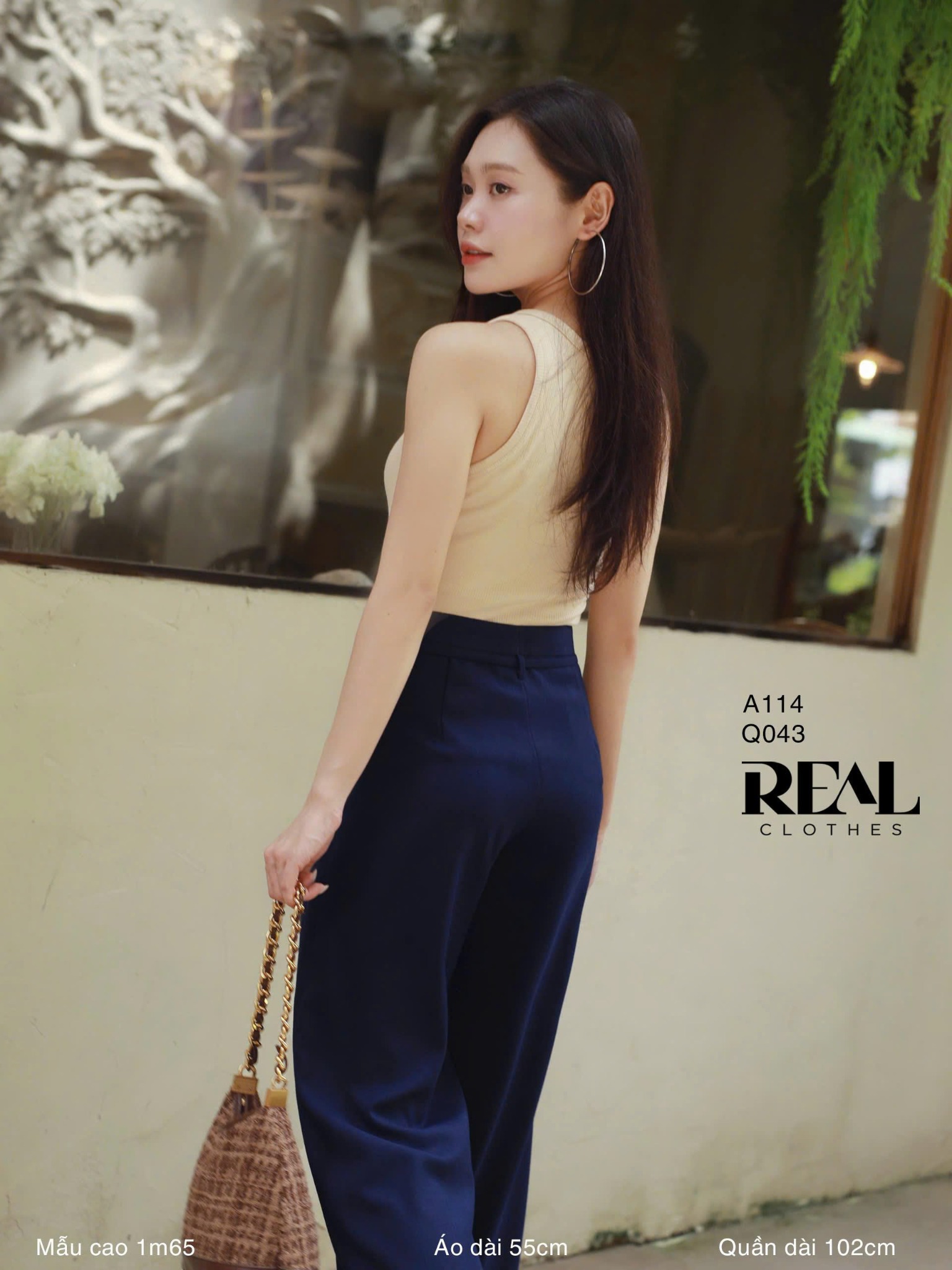 Quần suông HQ linen navy