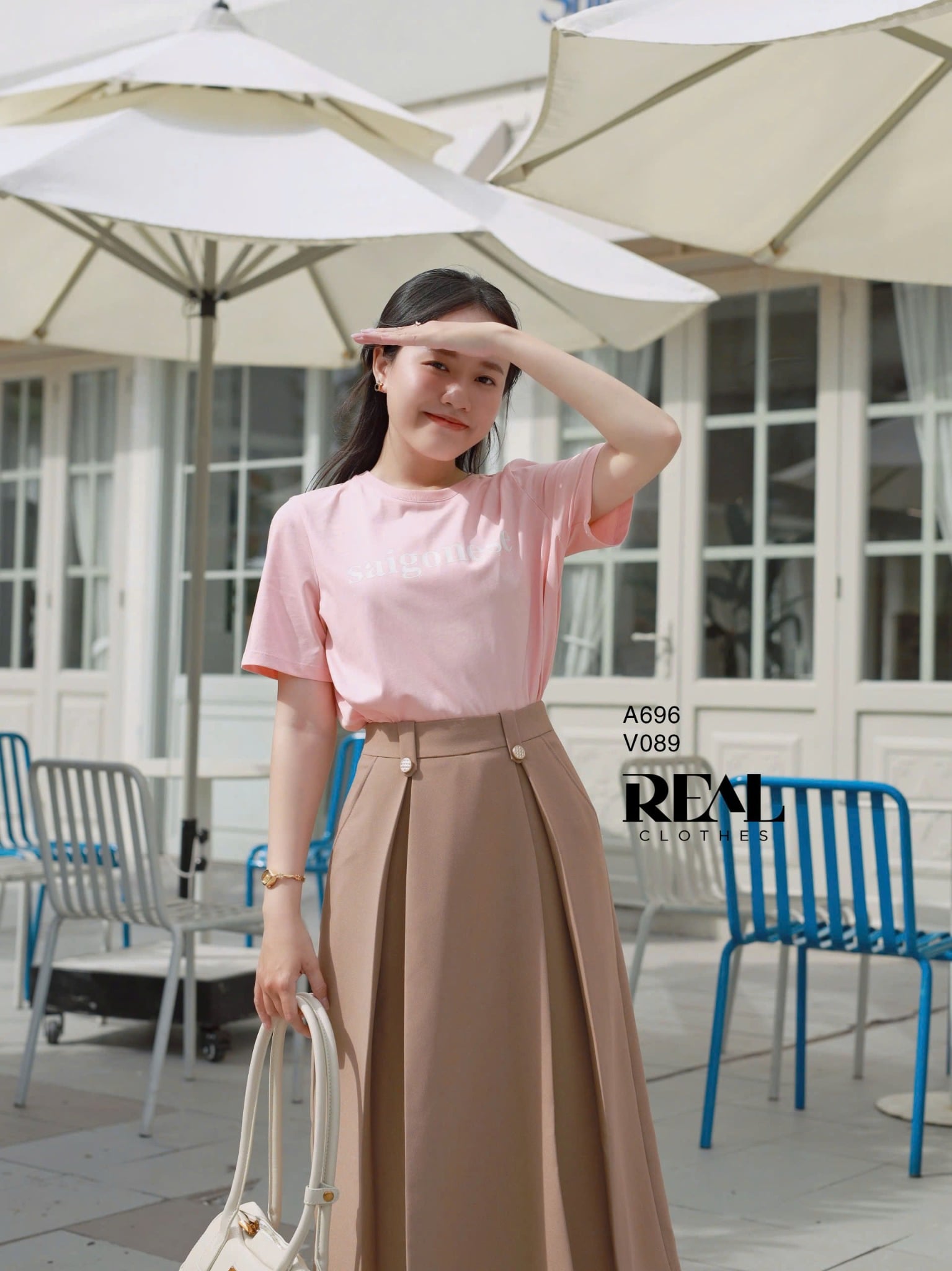 Áo thun cotton hồng SAIGON SALE