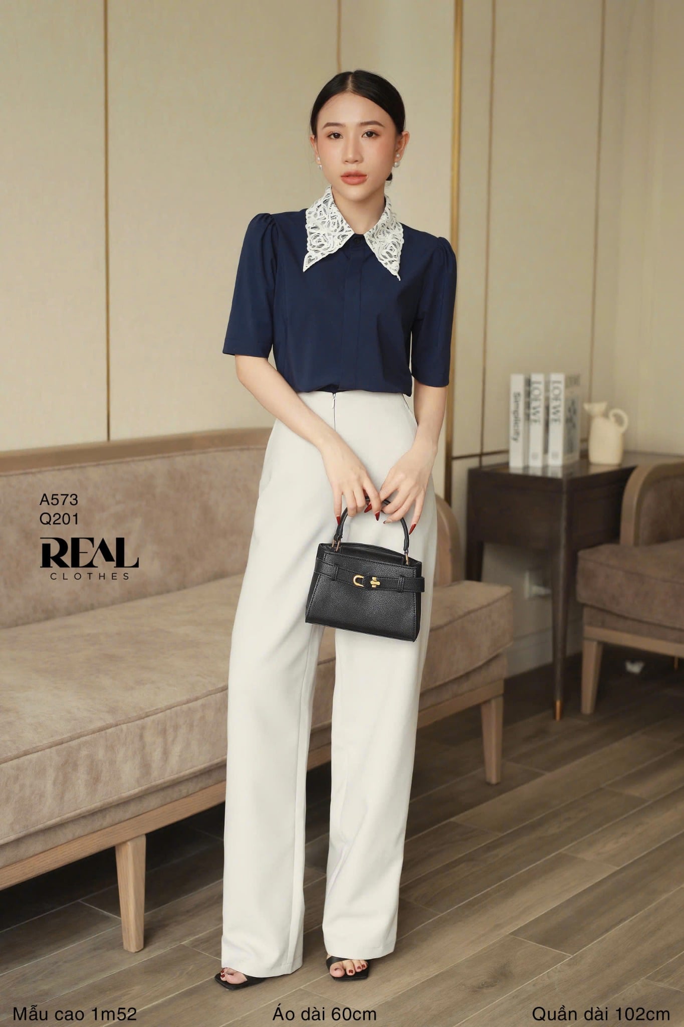 Quần suông cindy kem