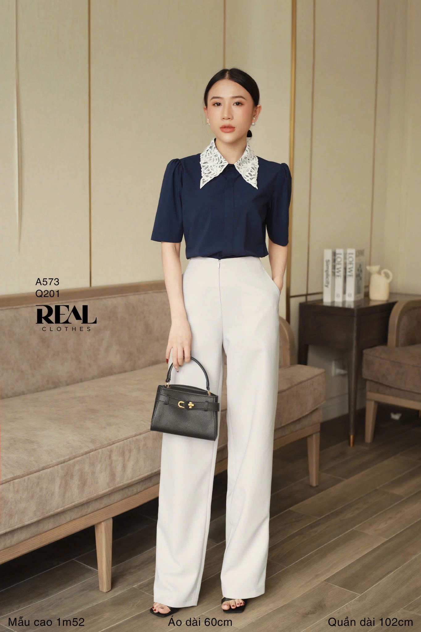 Quần suông cindy kem