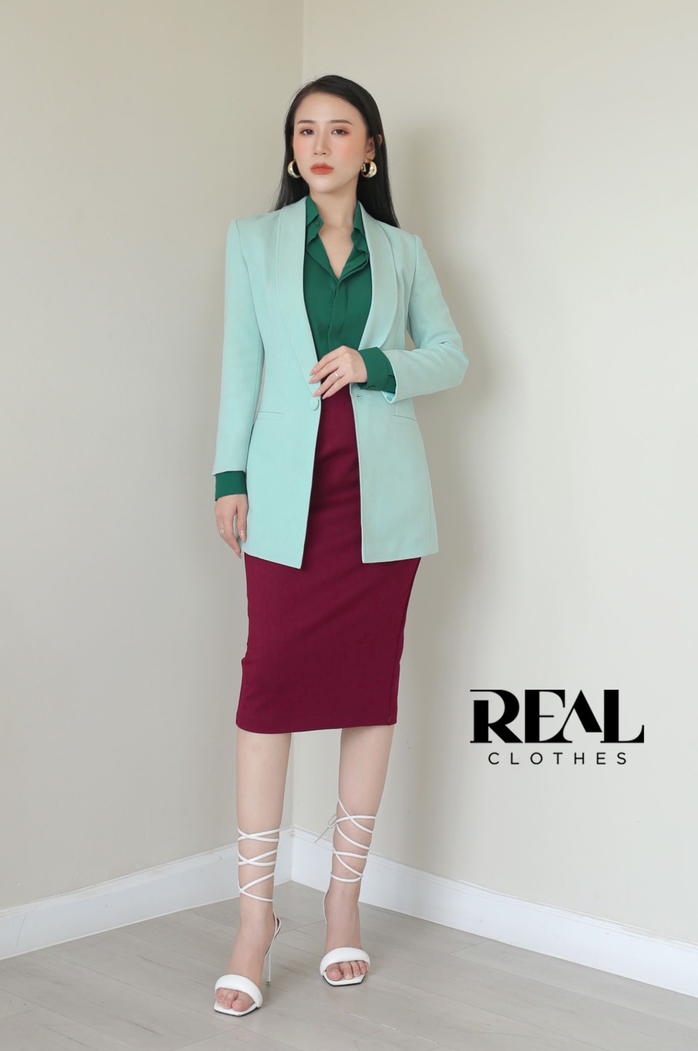 Sơ mi cổ mềm xanh lá MỚI