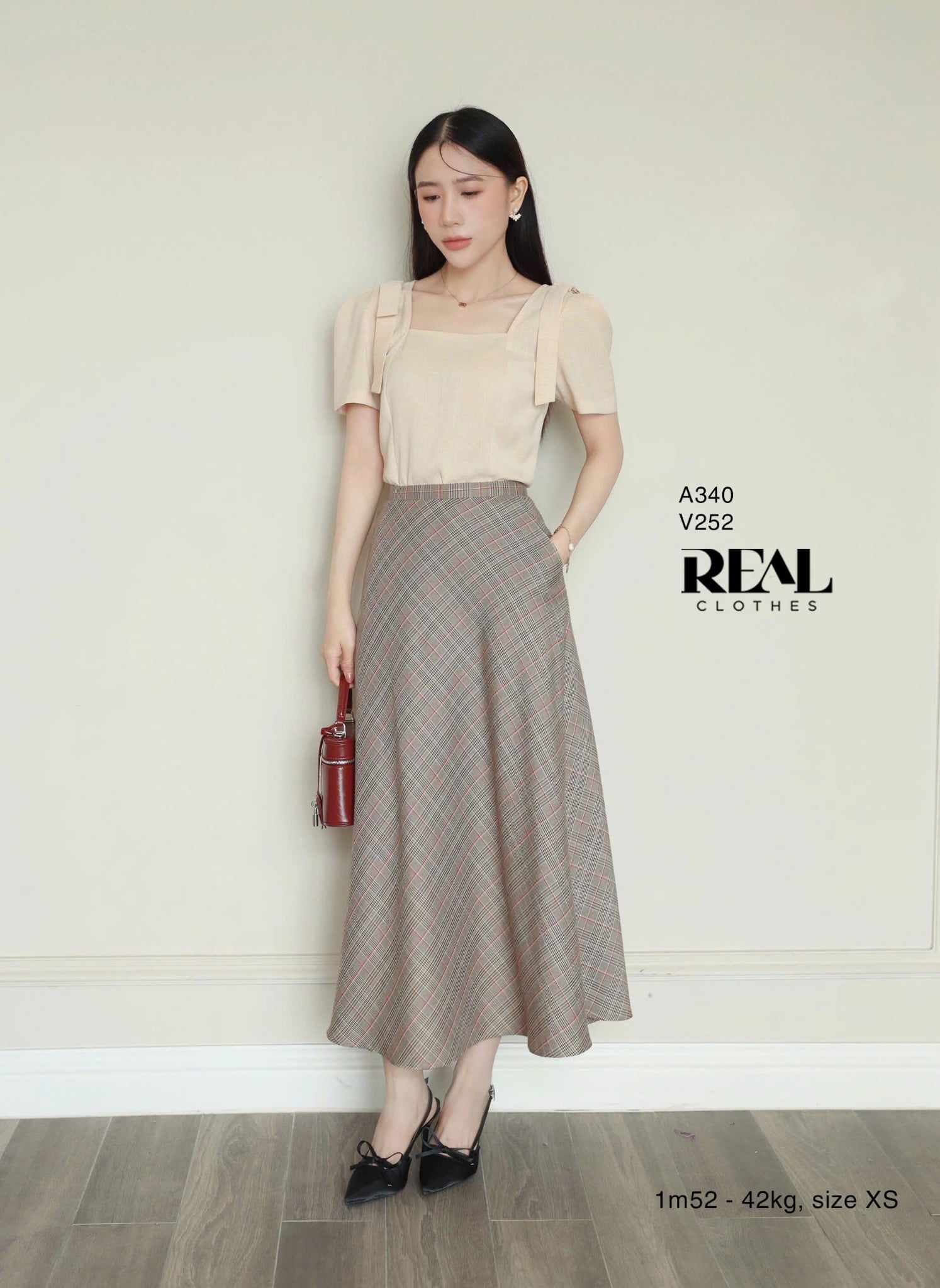 Váy Fuji caro đỏ SALE - size S